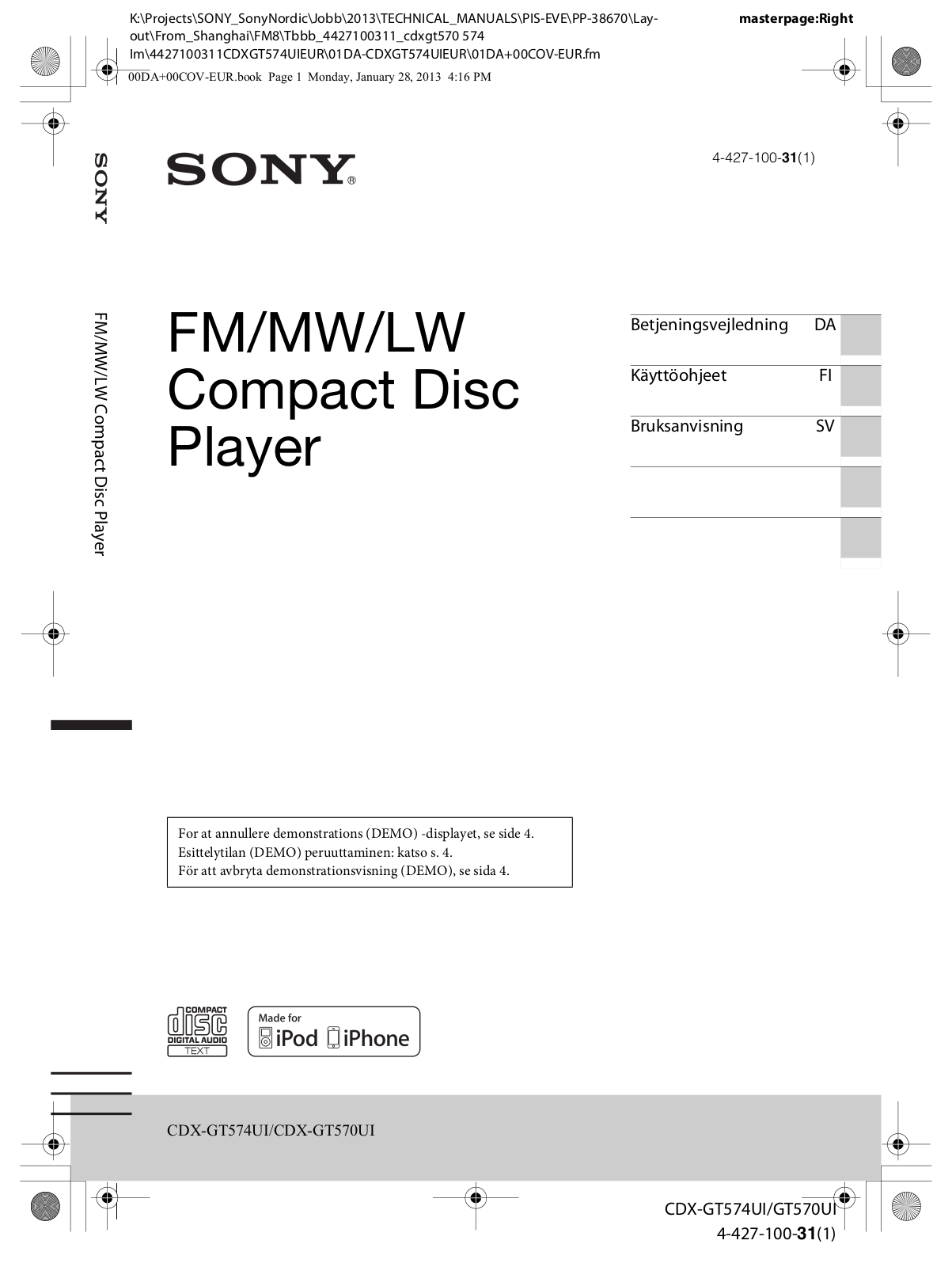 Sony CDX-GT570UI User Manual