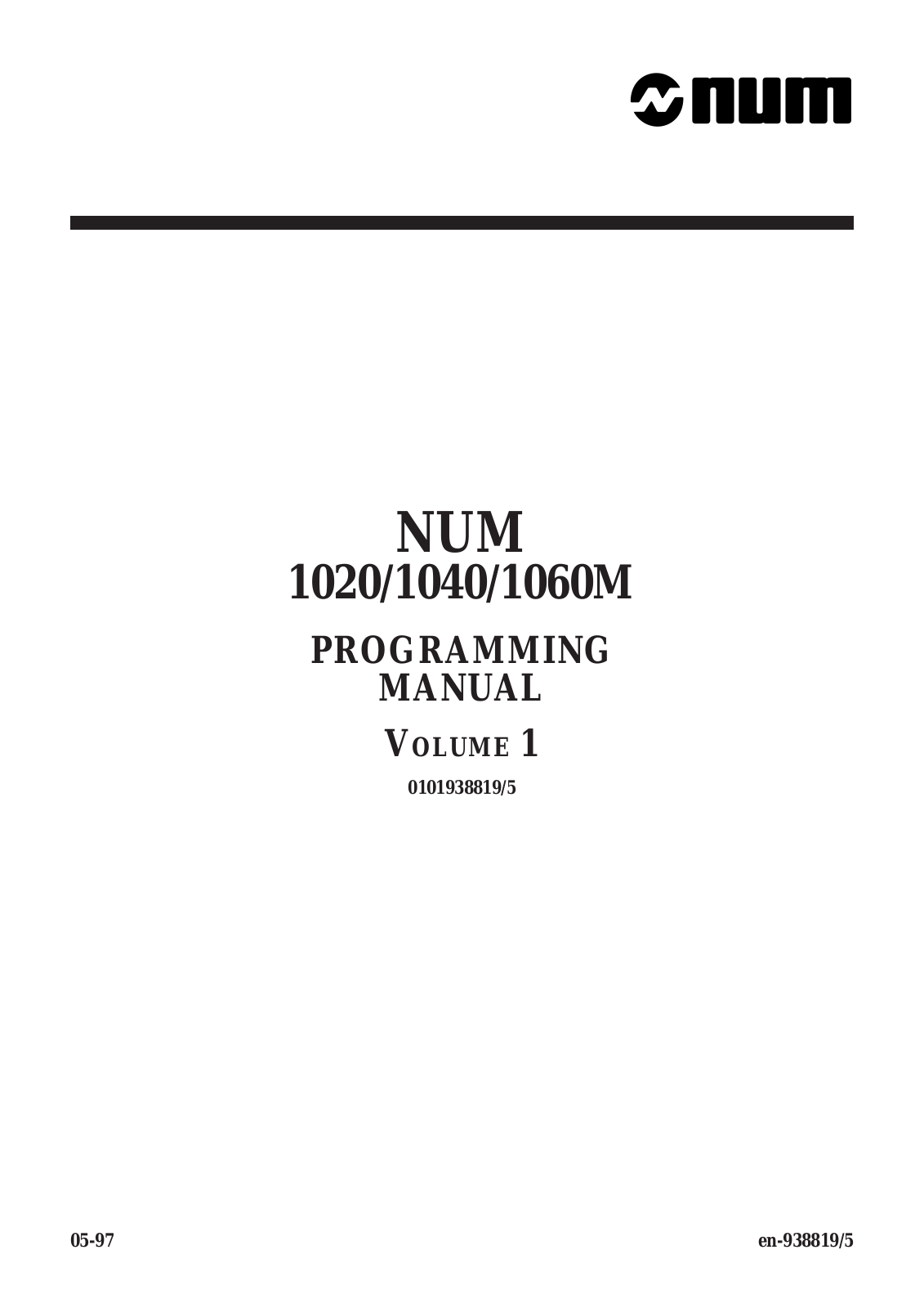 num 1020M, 1040M, 1060 M Programming Manual