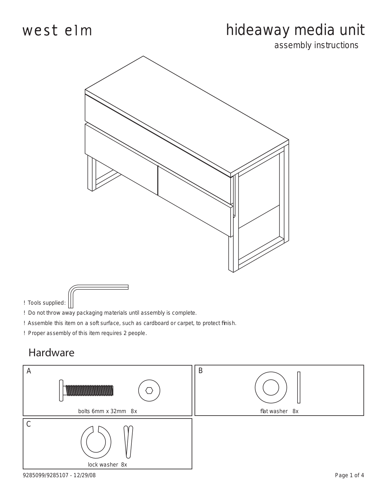 West Elm Hideaway Media Unit Assembly Instruction