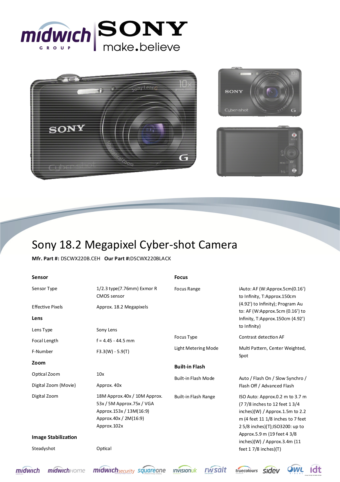 Sony DSCWX220B.CEH Datasheet