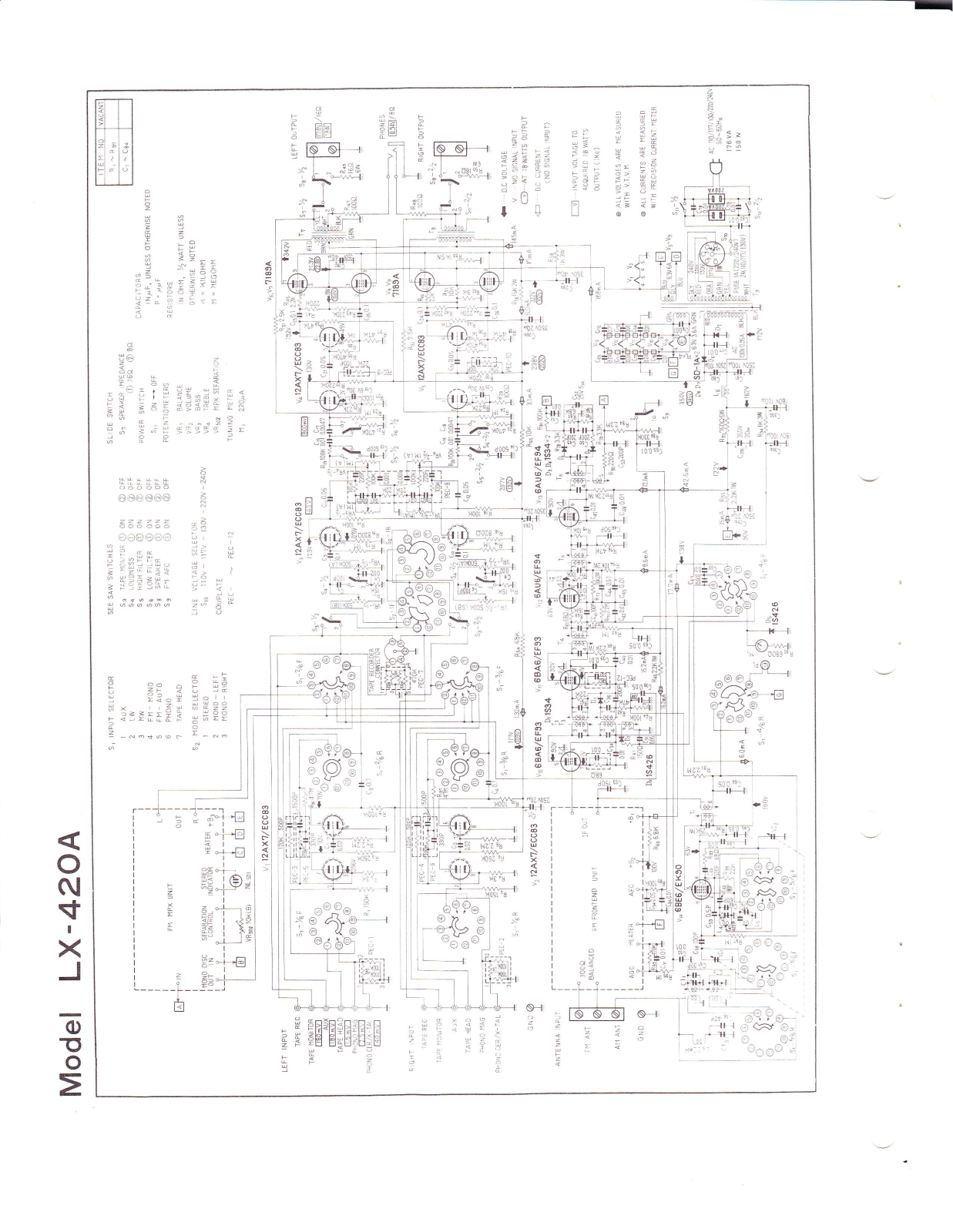 Pioneer LX-420-A Schematic
