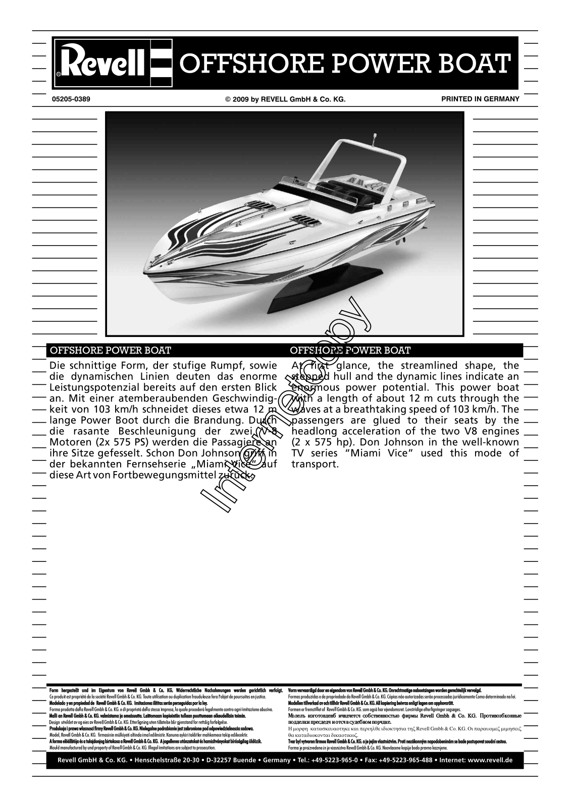 REVELL Offshore Powerboat User Manual