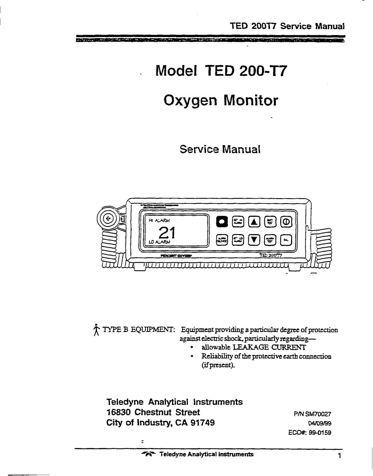 Teledyne TED 200-T7 Service manual