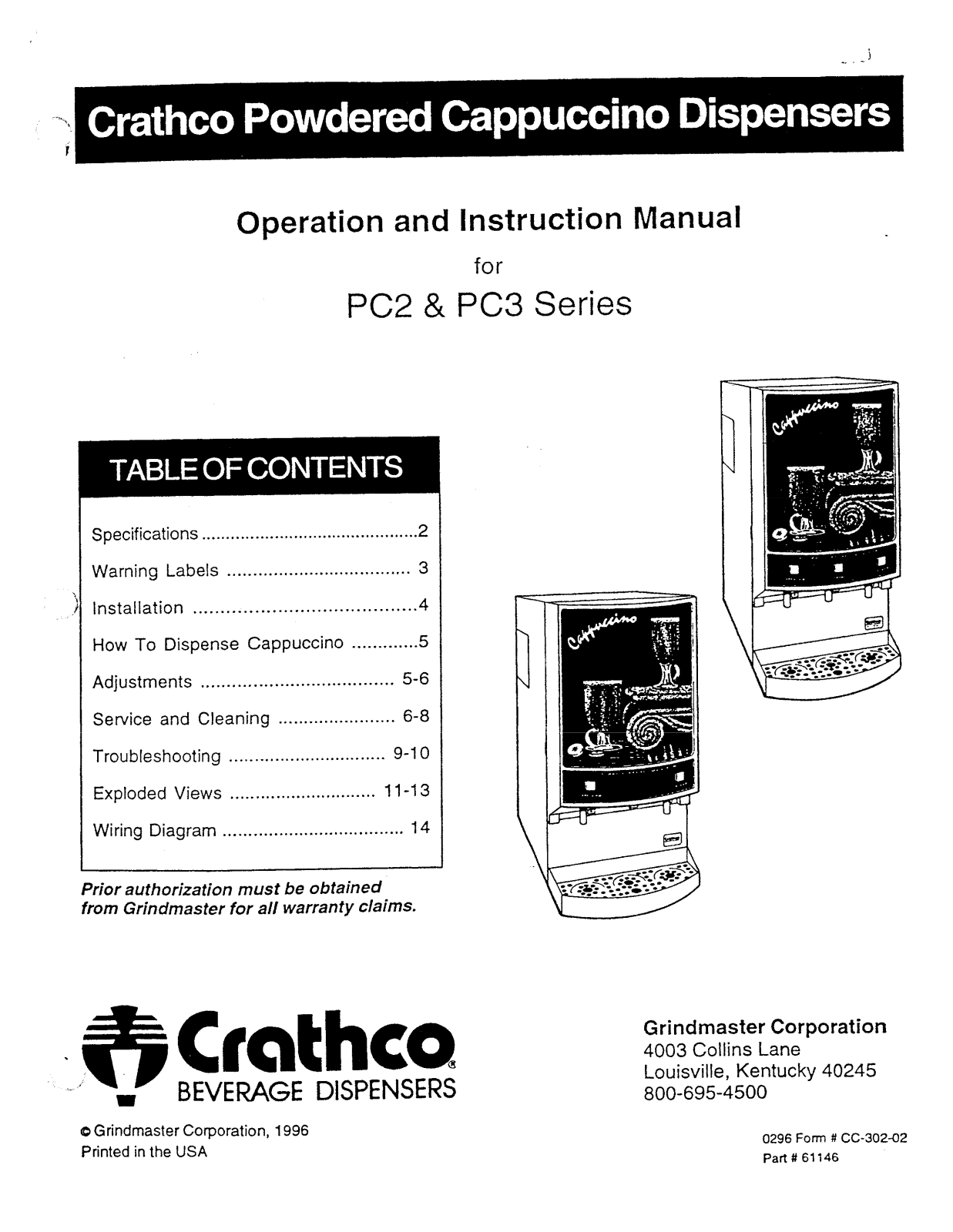 Crathco PC2AB Installation  Manual