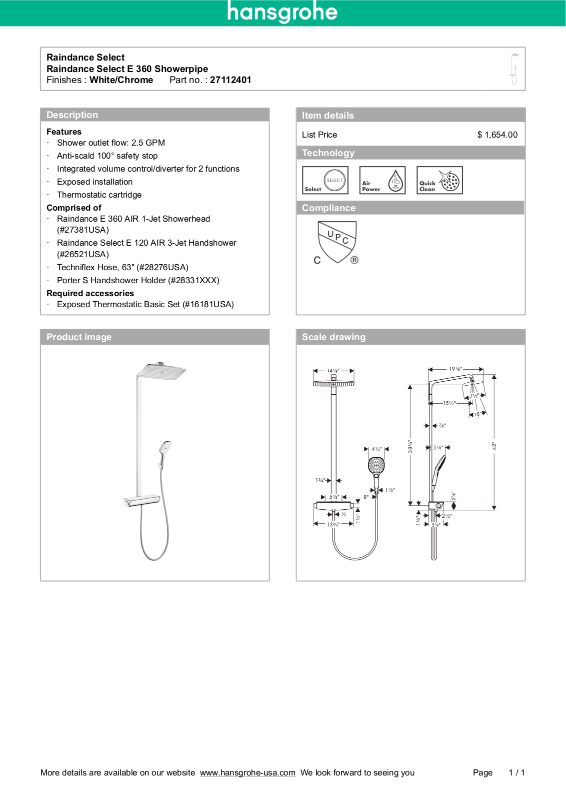 Hansgrohe HAN3261 Specifications - ManualMachine.com