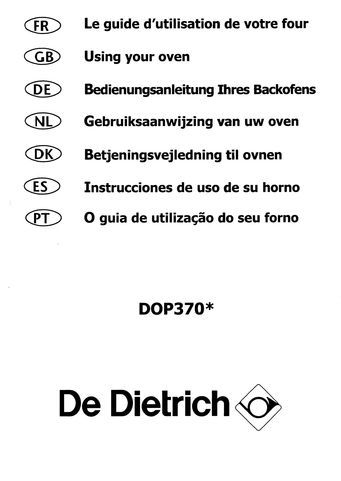 DE DIETRICH DOP370 User Manual