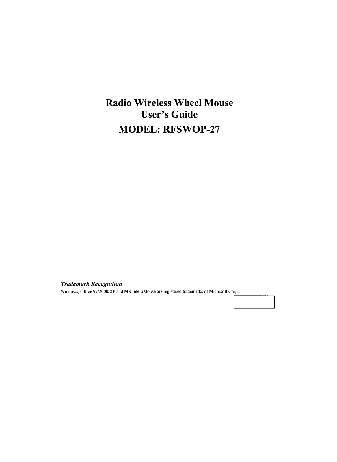 A4Tech RSWOP27 User Manual