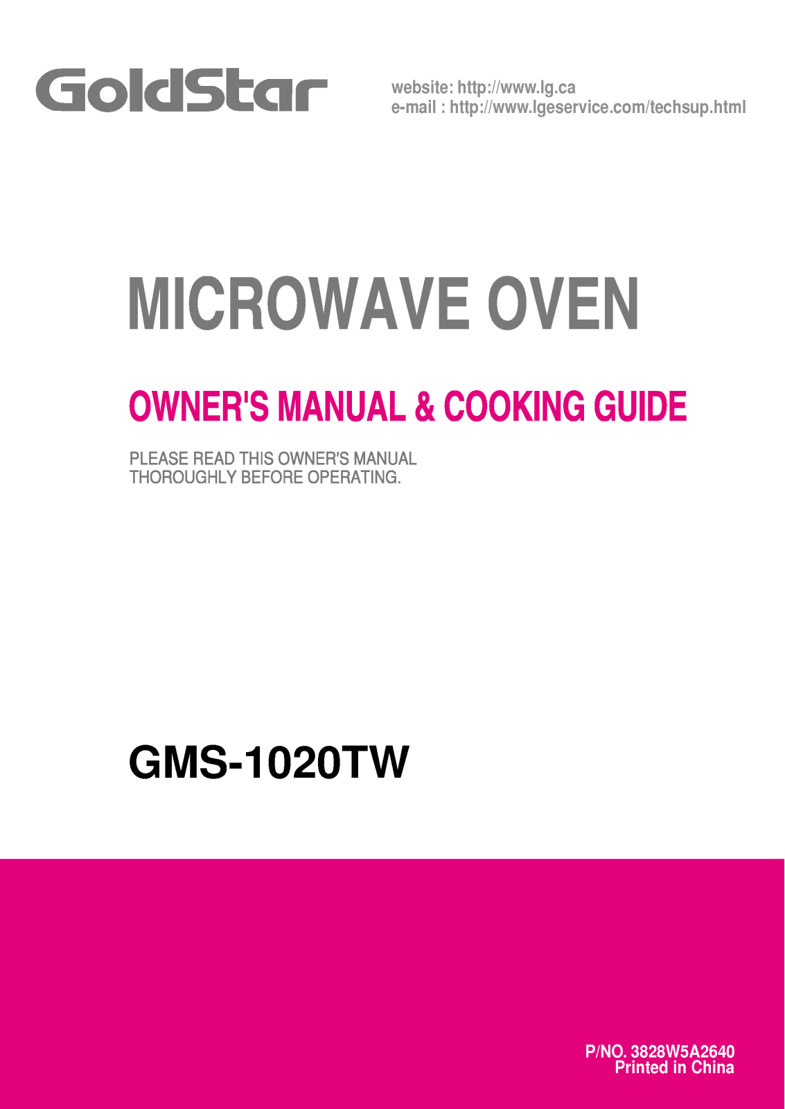 LG GMS-1020TW User Manual