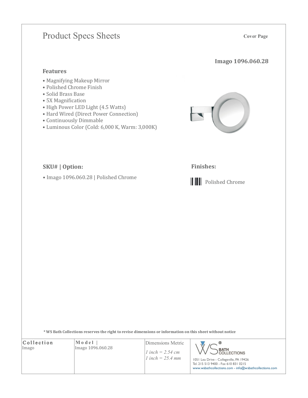 WS Bath Collections WSO3201 Specifications - ManualMachine.com