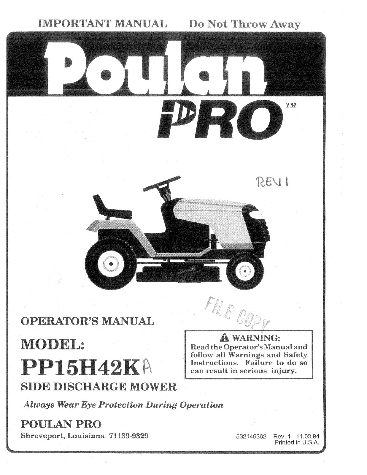 Poulan PP15H42KA User Manual