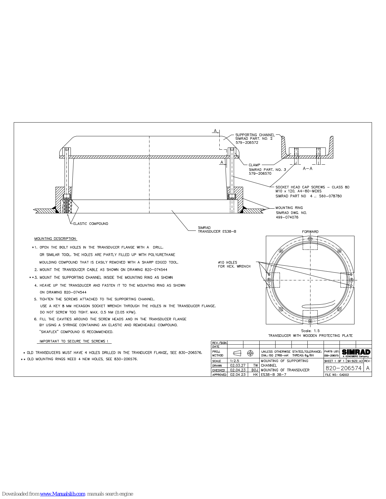 Simrad SUPPORT BEAM MOUNTING - SCHEMA REV A User Manual