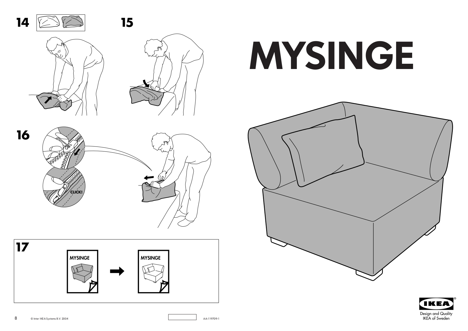 IKEA MYSINGE COVER FOR CORNER SEAT Assembly Instruction