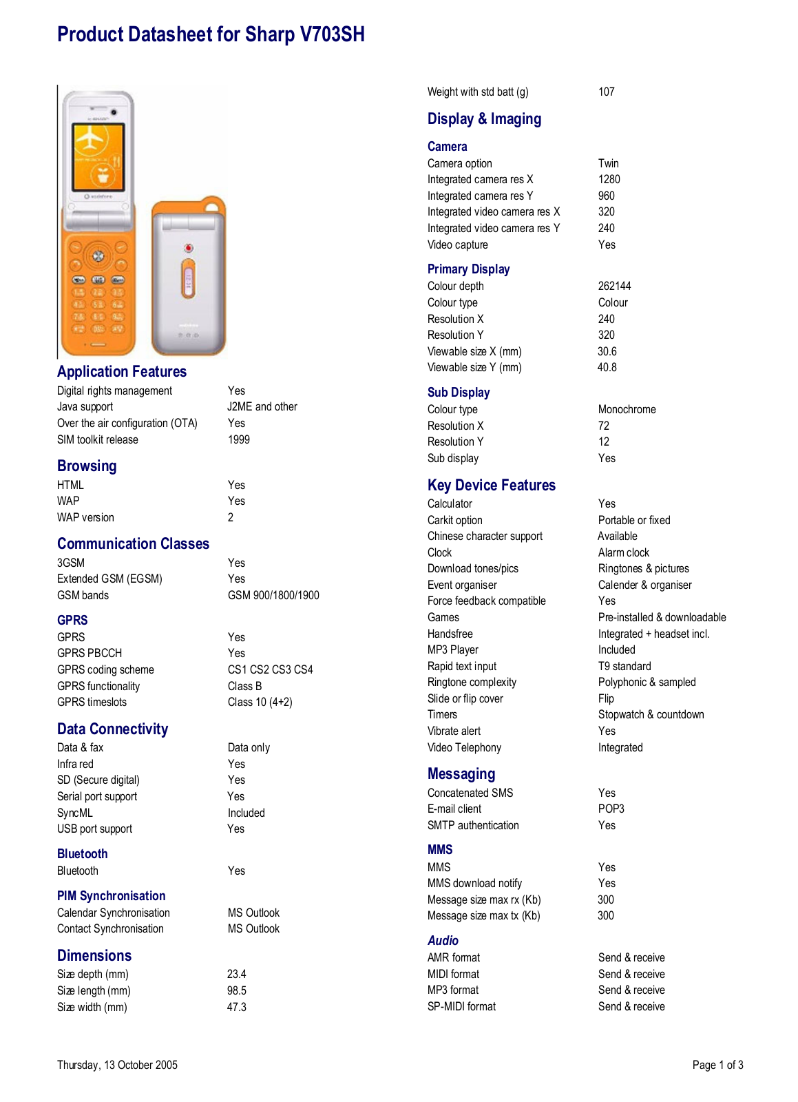 Sharp V703SH User Manual