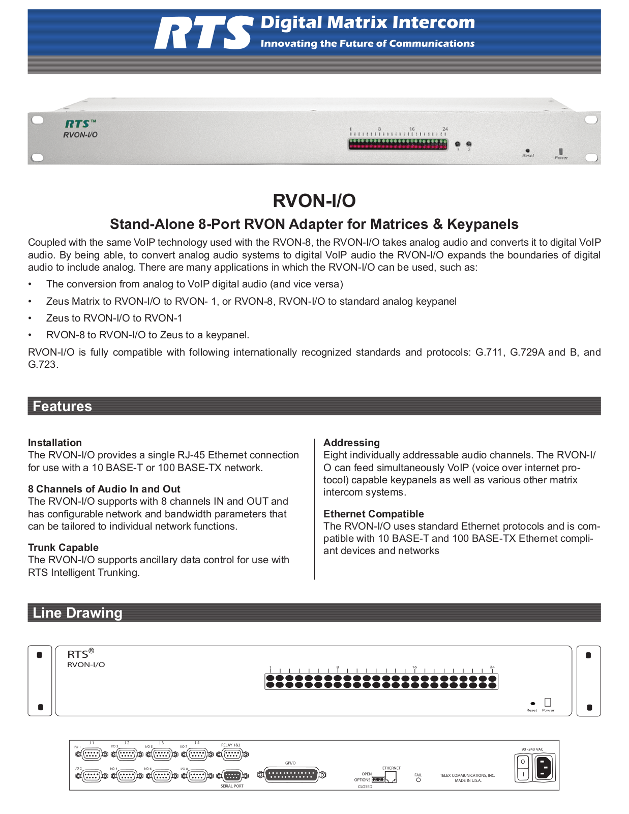 RTS RVON-I-O User Manual