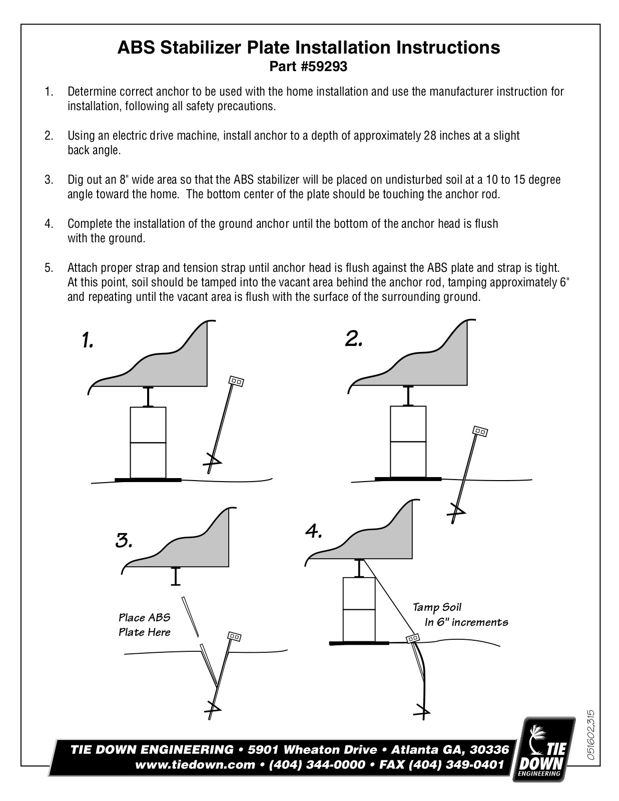 Tie Down ABS Stabilizer Plate User Manual