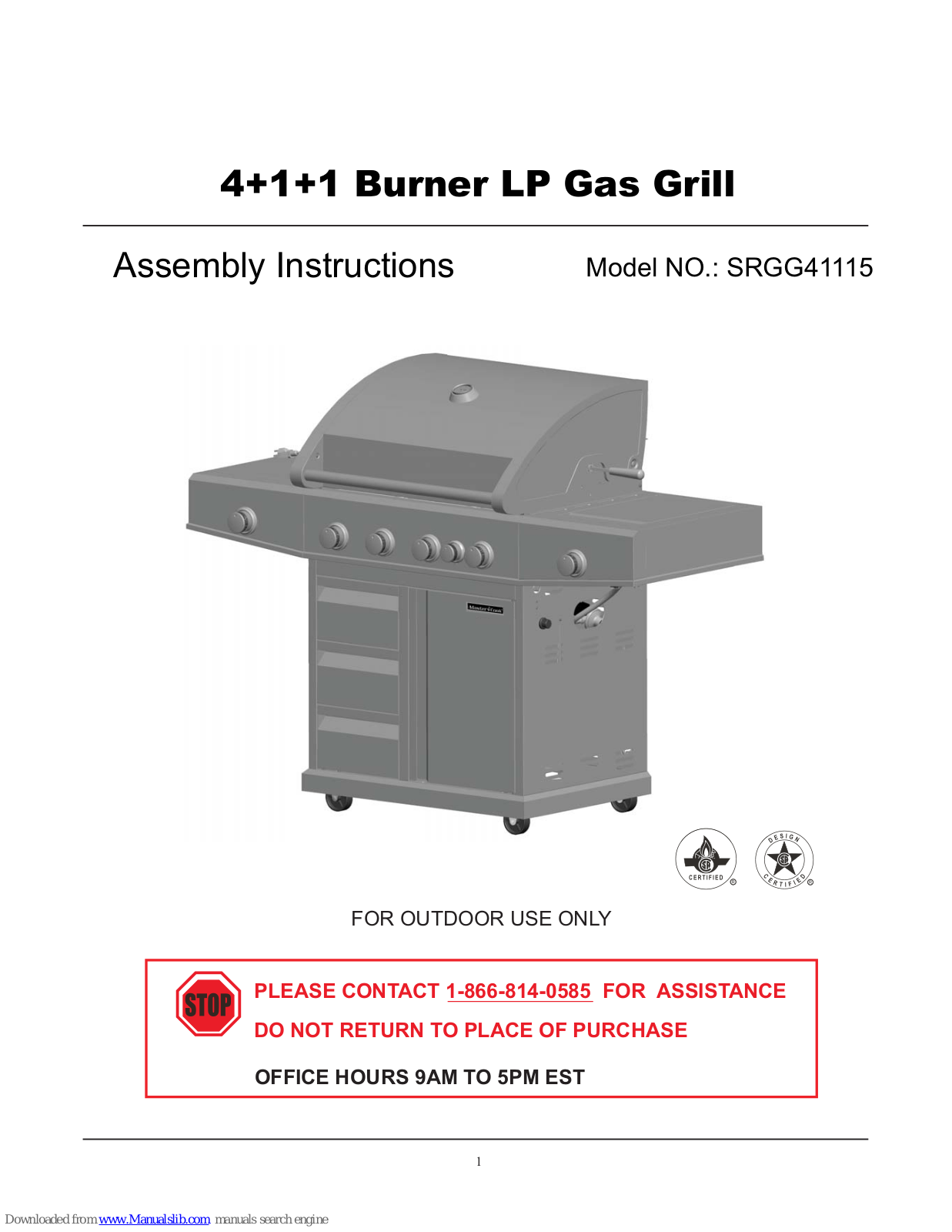 Master cook SRGG41115 Instruction Manual