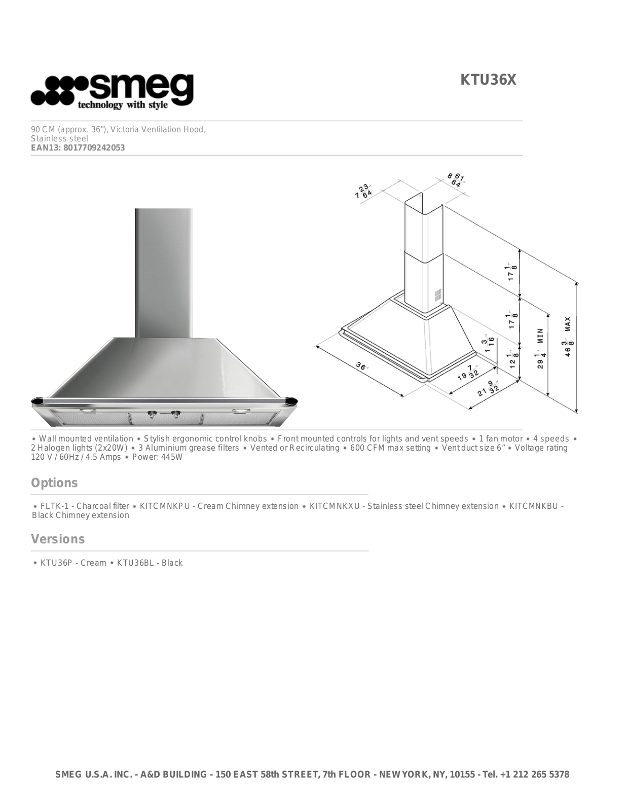 Smeg KTU36X User Manual