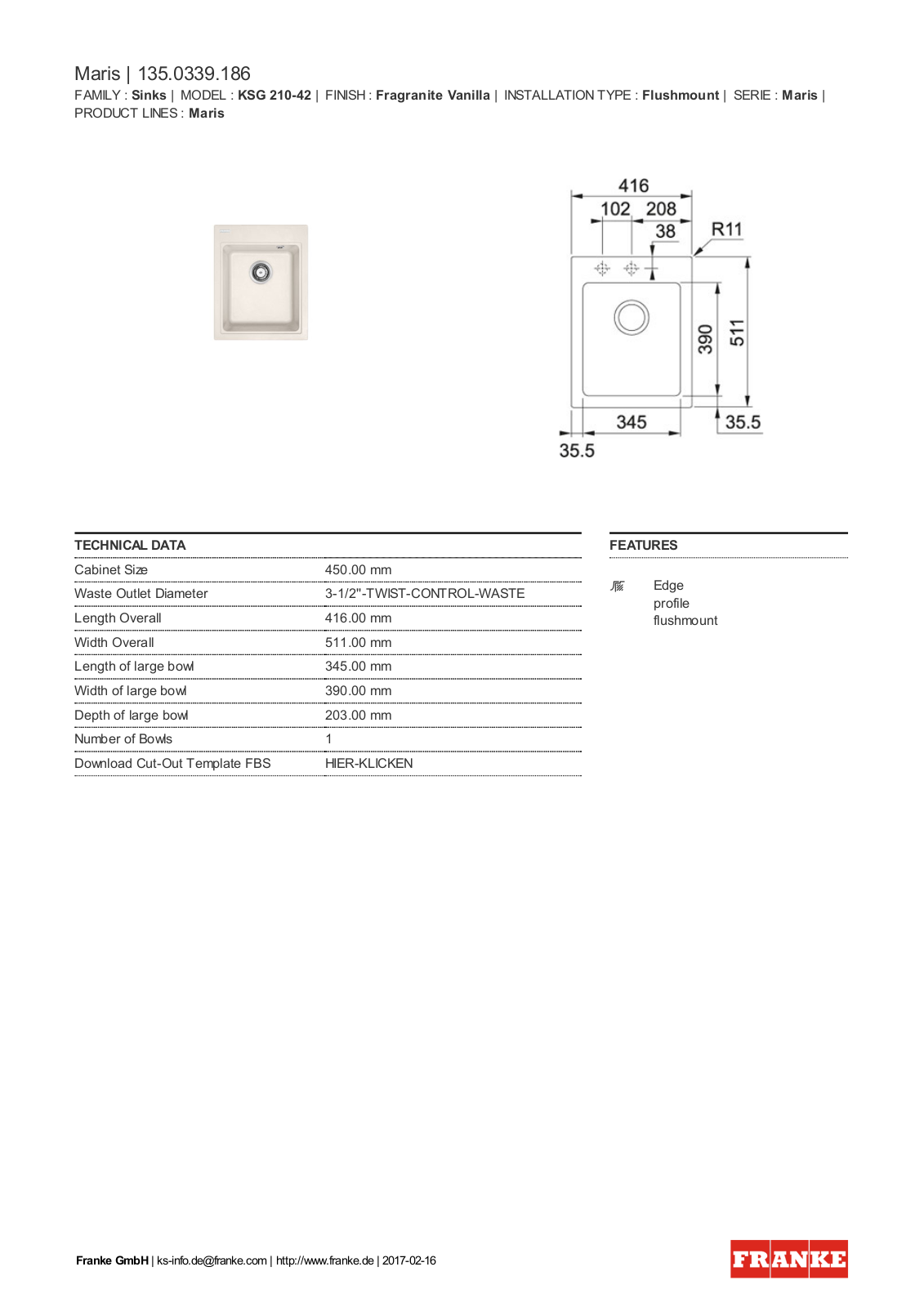 Franke 135.0339.186 Service Manual