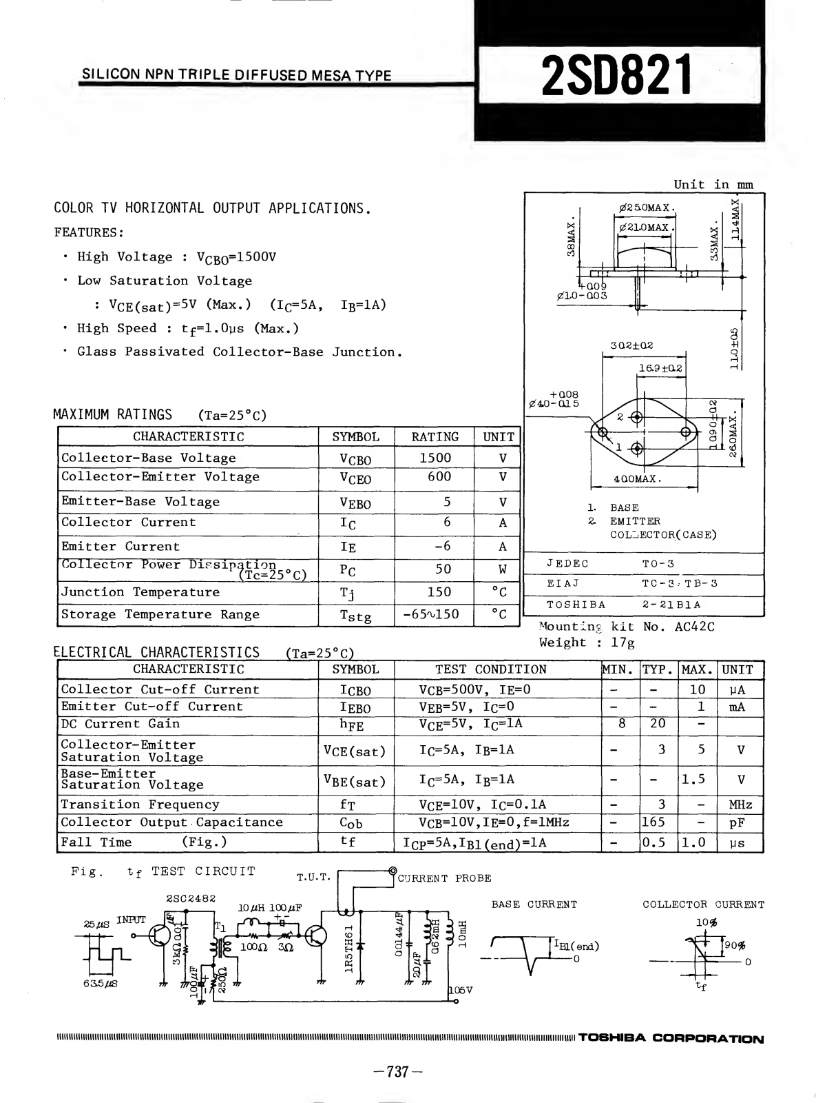 Datasheet 2SD821 Specification - ManualMachine.com