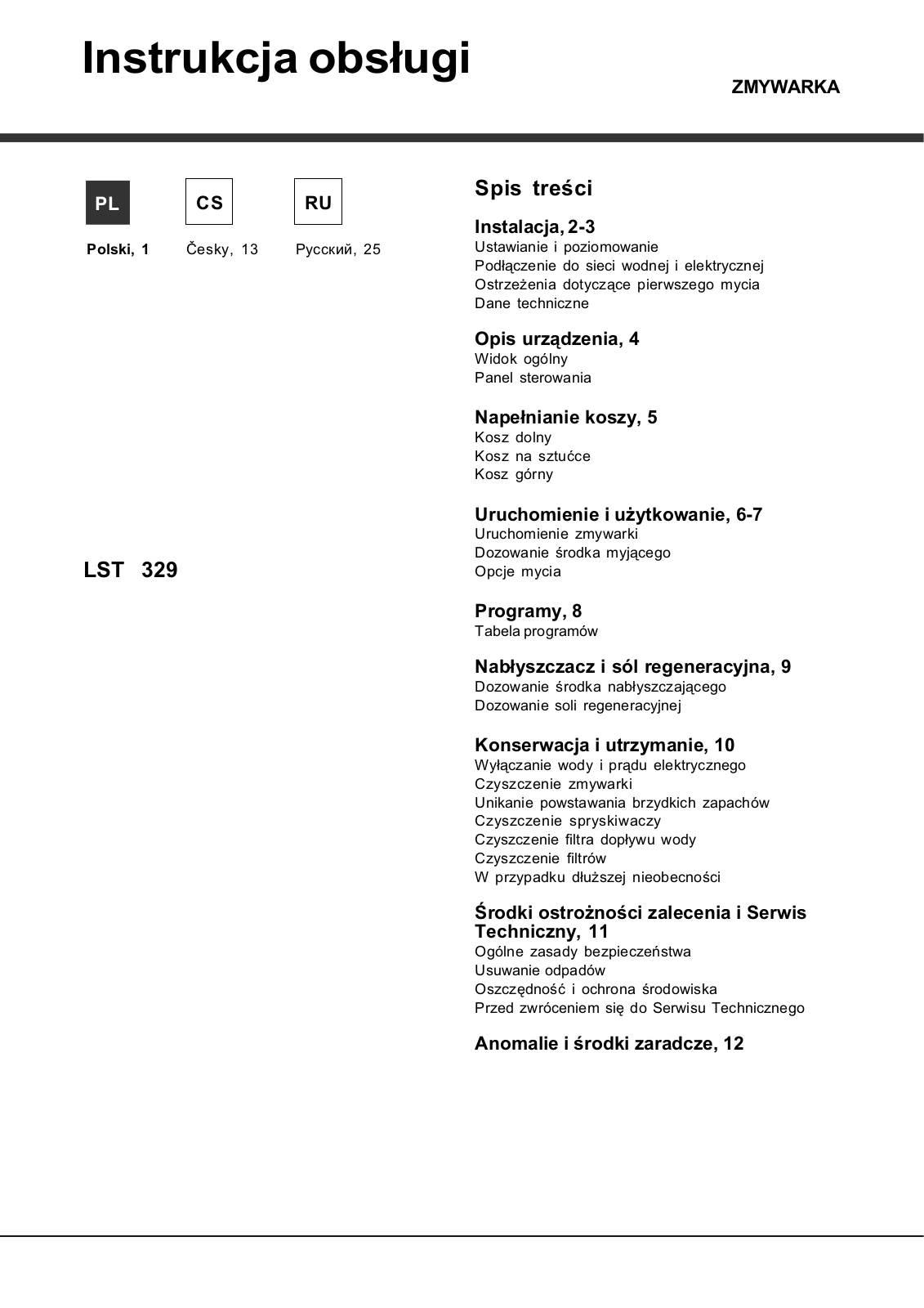 Hotpoint Ariston LST 329 AX/HA User Manual