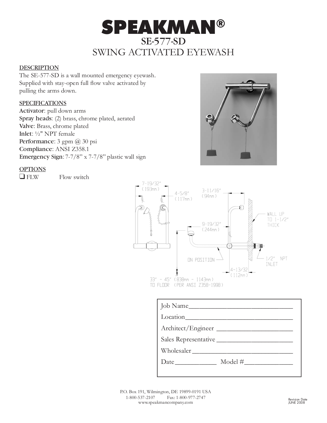Speakman SPK1391 Specifications - ManualMachine.com