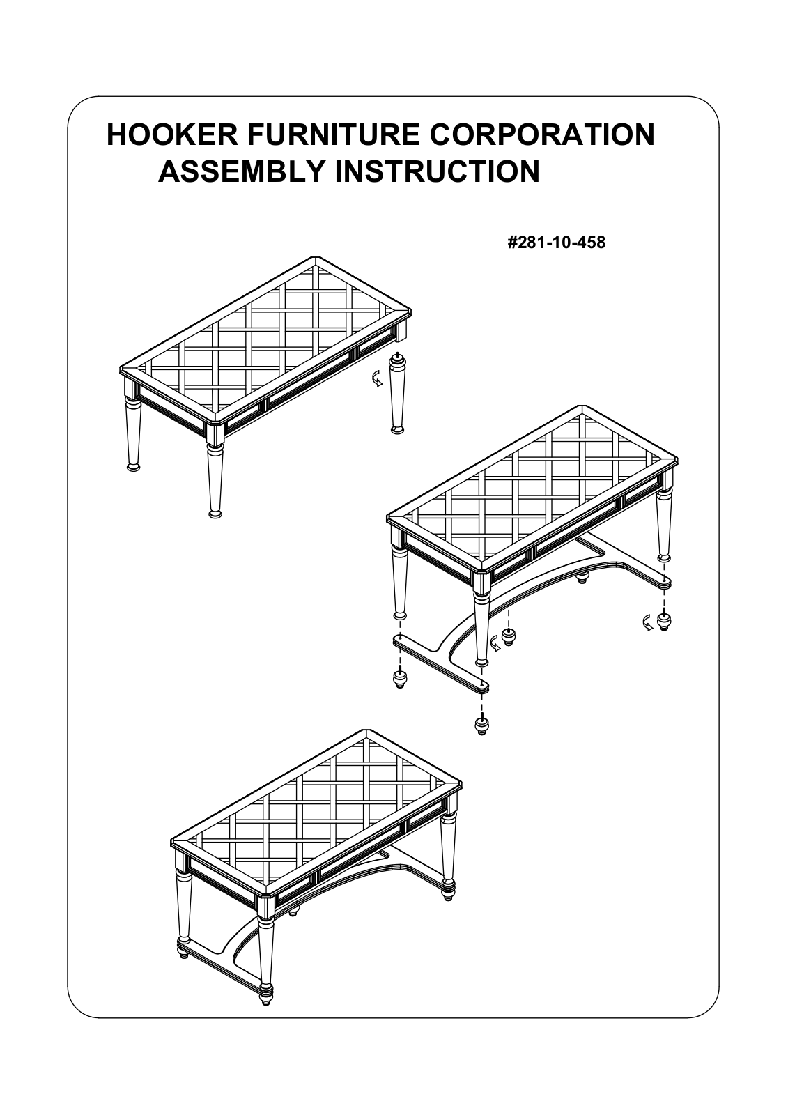 Hooker Furniture 28110458 Assembly Guide