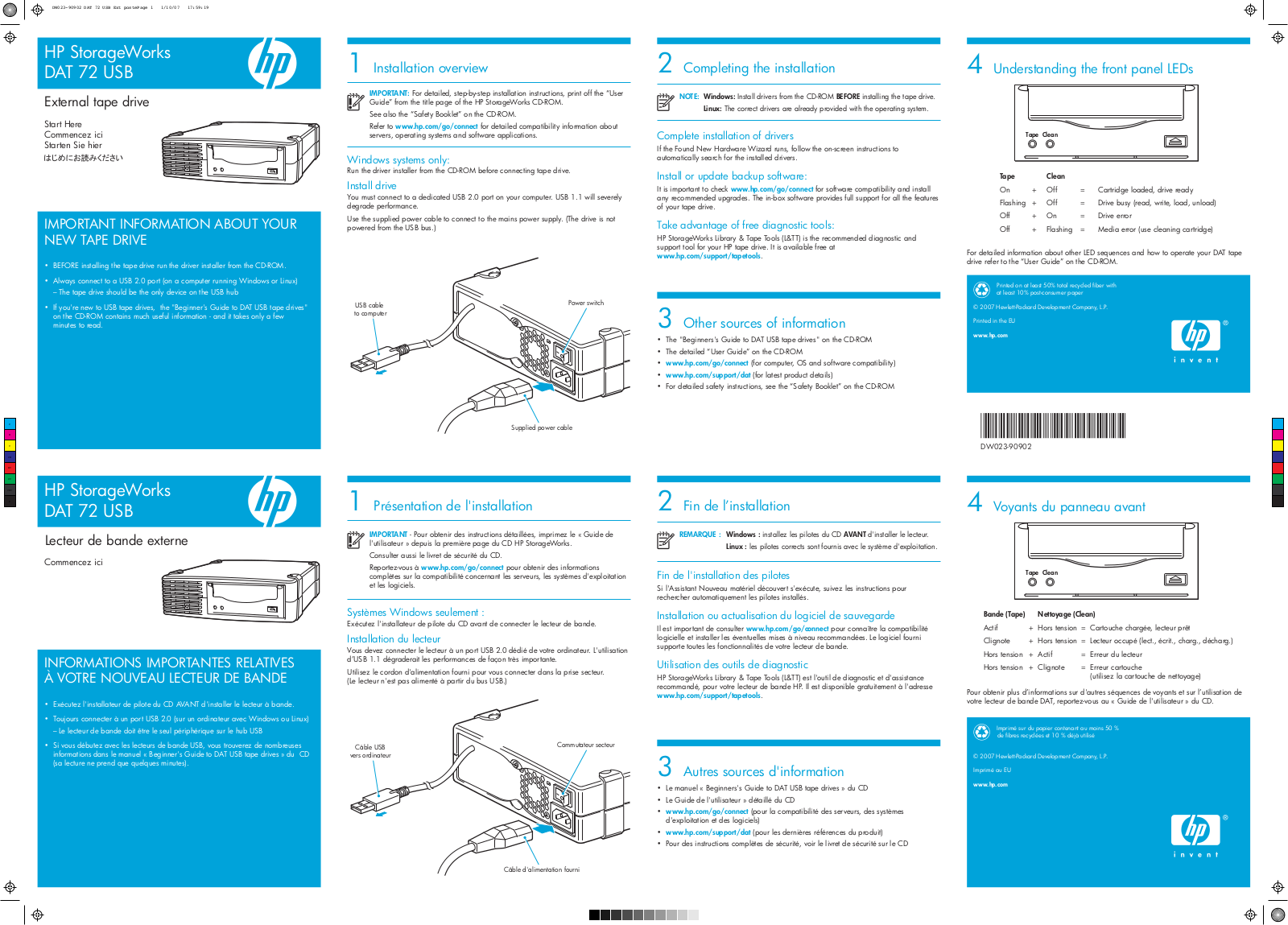 HP STORAGEWORKS DAT 72, STORAGEWORKS DAT 40 User Manual