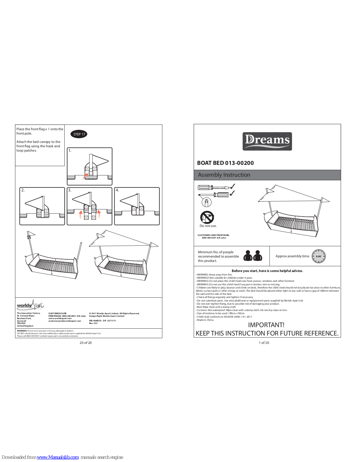 DREAMS BOAT BED Assembly Instruction Manual