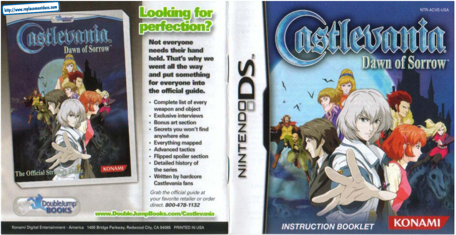 Games Nintendo DS CASTLEVANIA-DAWN OF SORROW User Manual