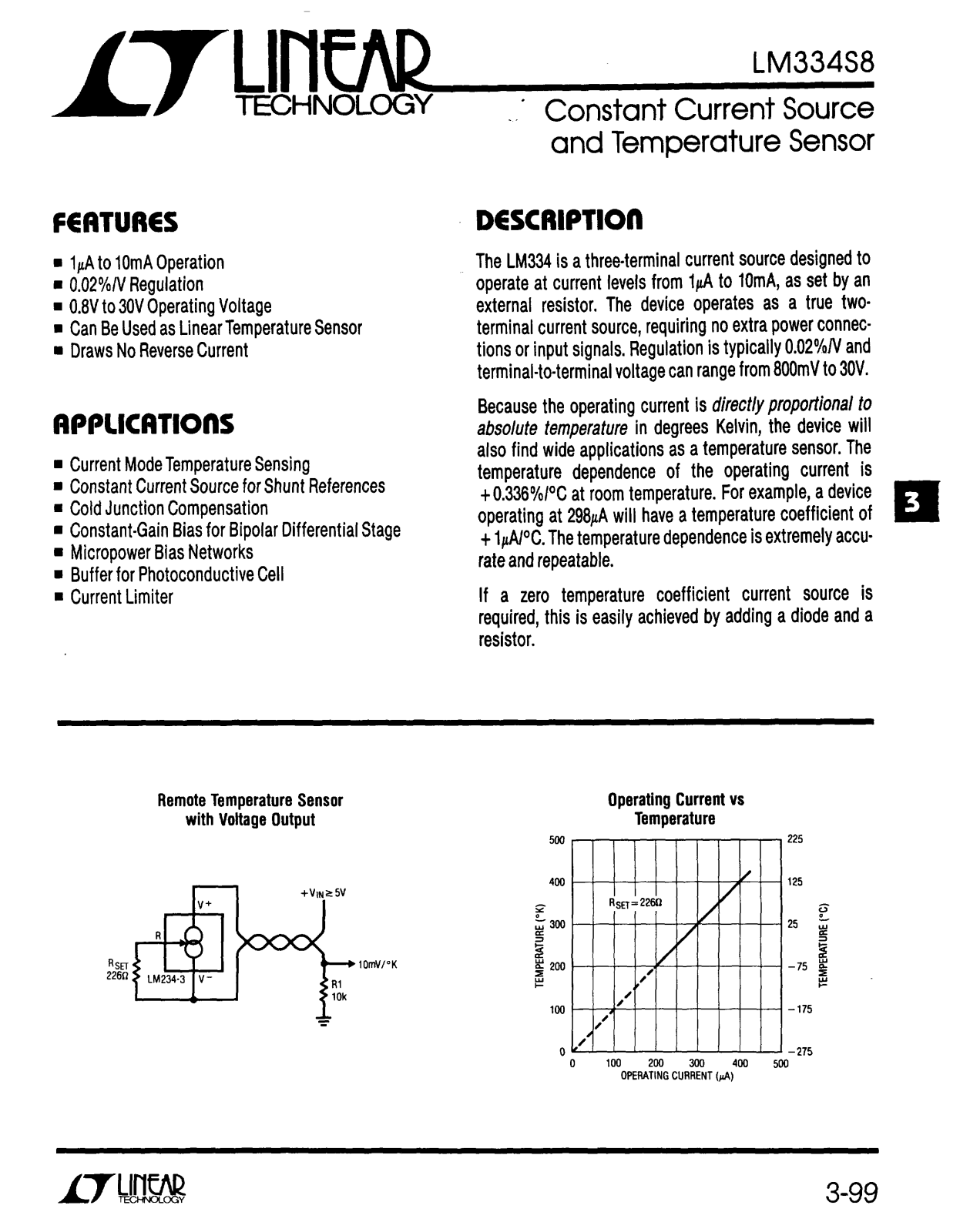 Linear Technology LM334 Datasheet