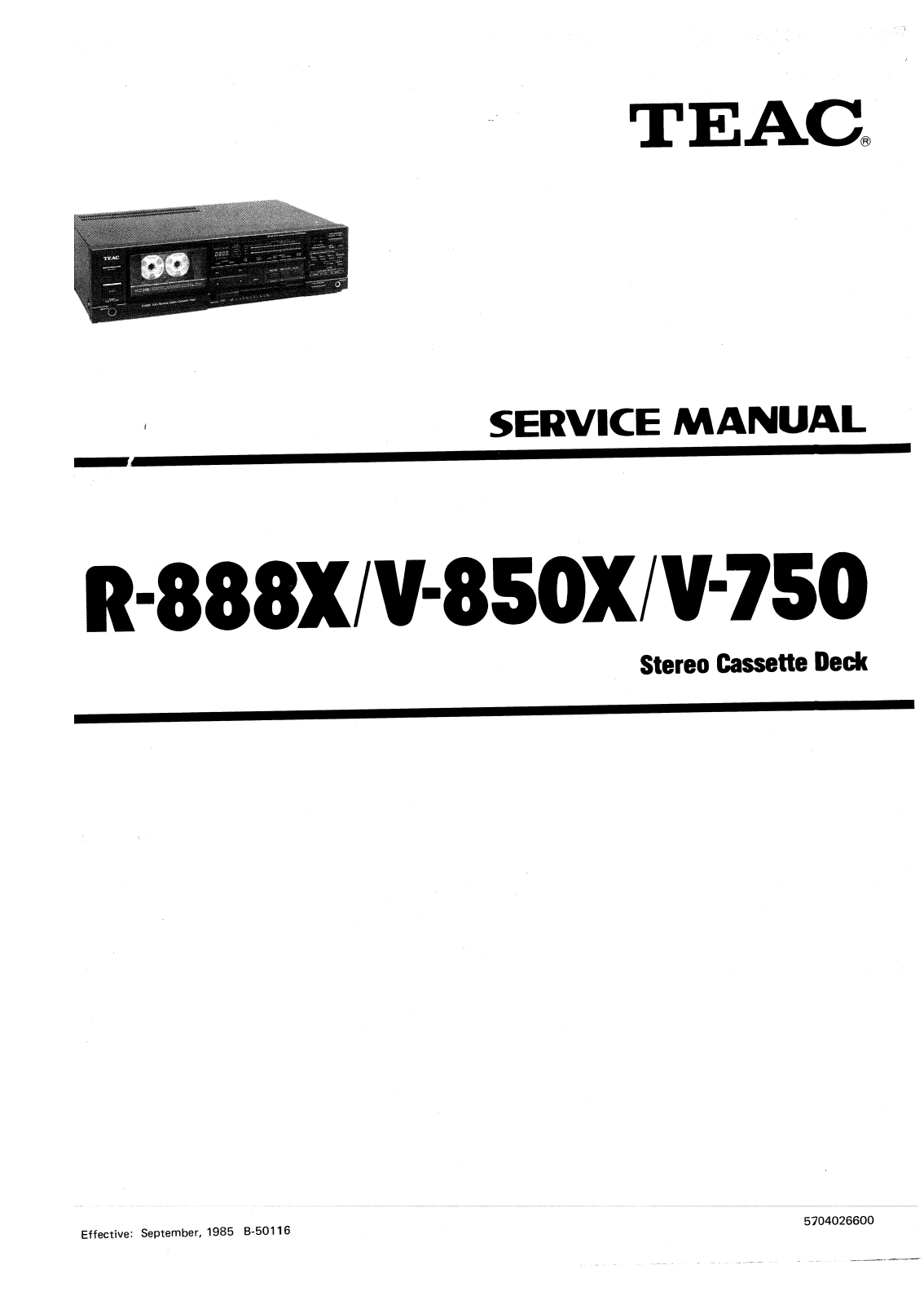 Teac v-750, 850x, r-888x Service Manual