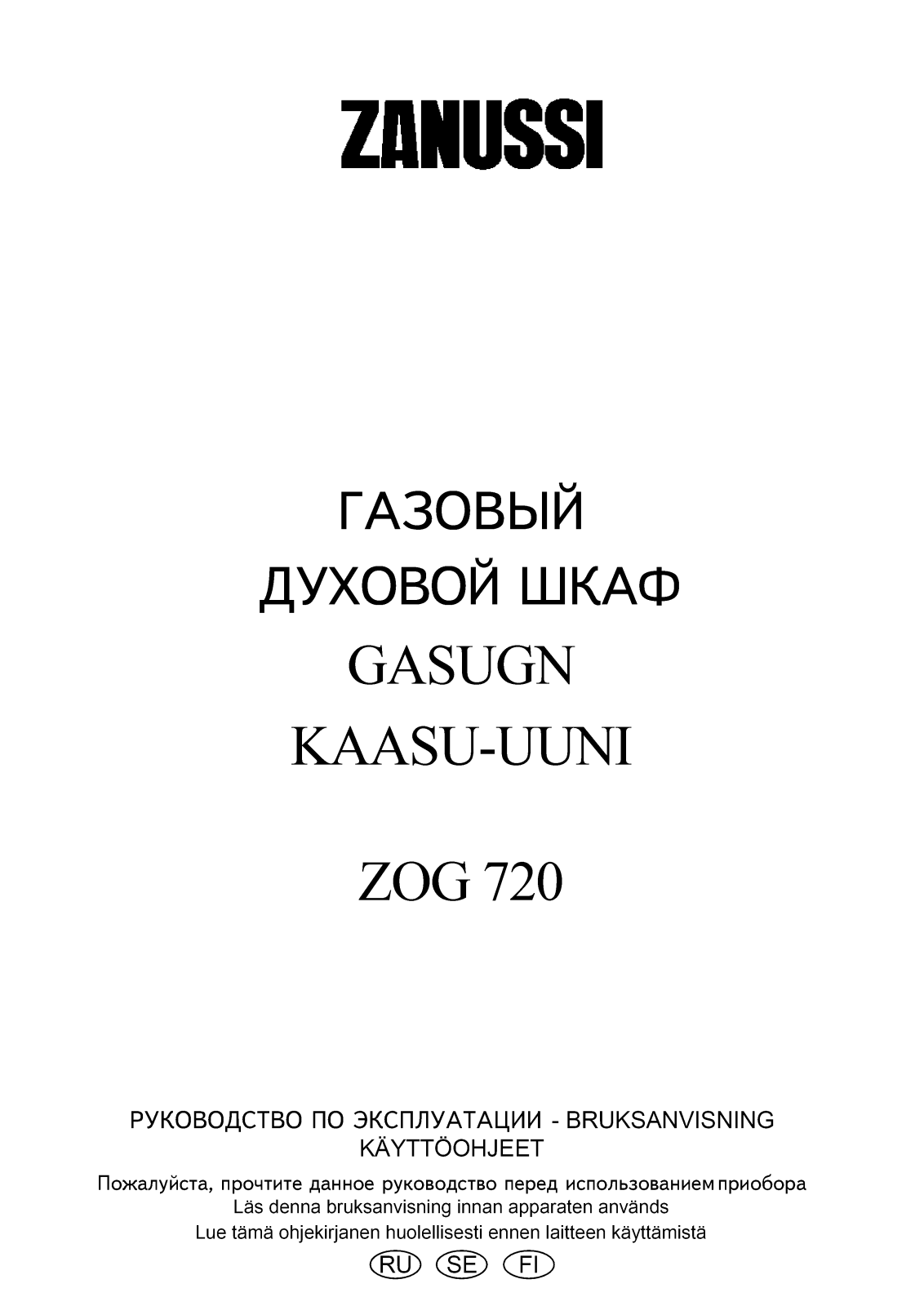 Zanussi ZOG 720 N User Manual