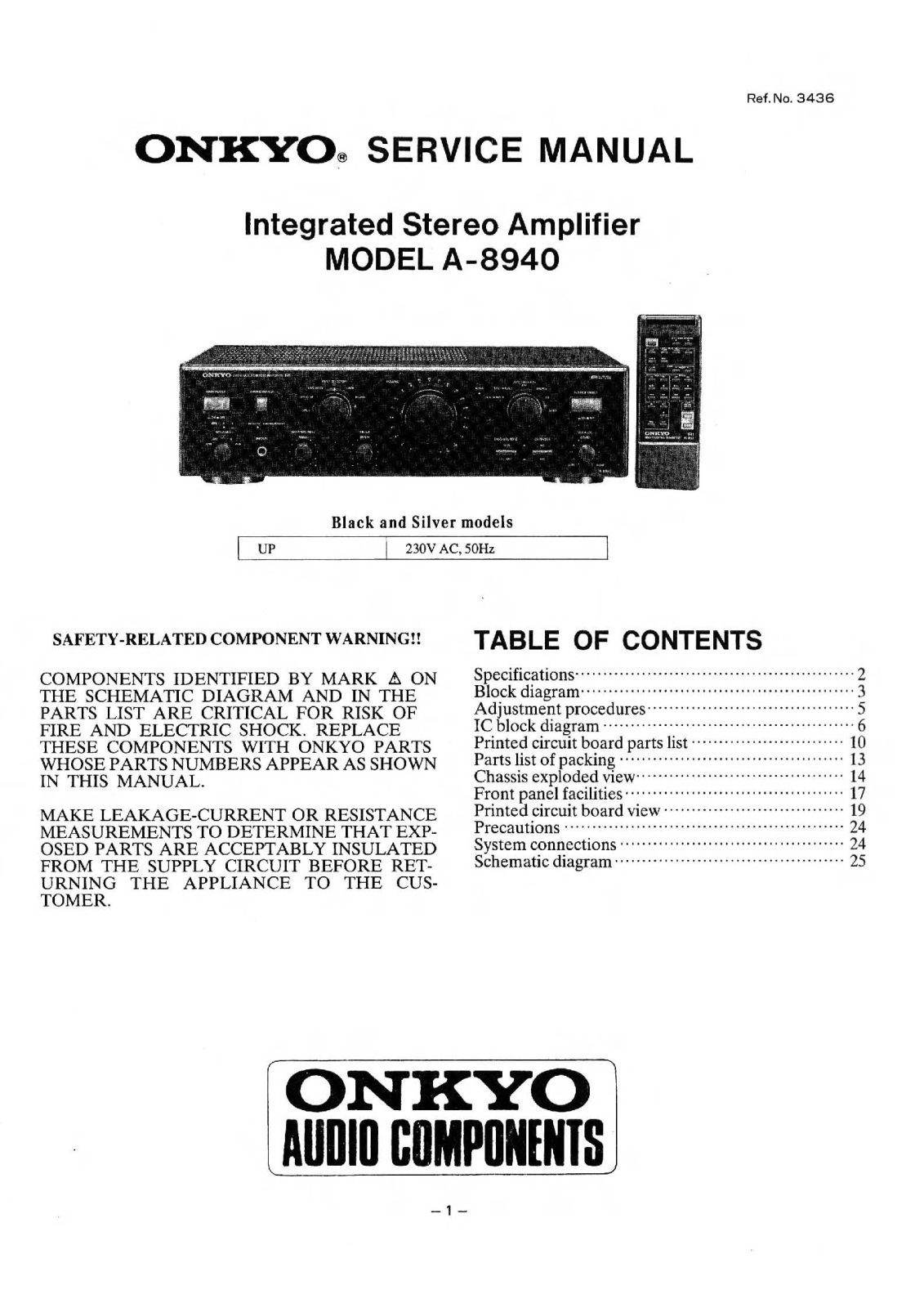 Onkyo A-8940 Service Manual