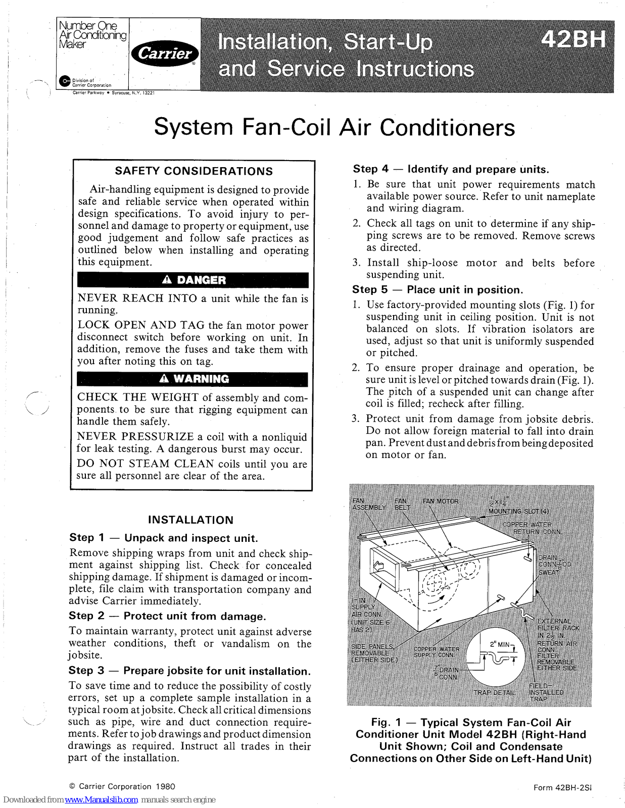 Carrier 42BH Installation, Start-up And Service Instructions Manual - ManualMachine.com