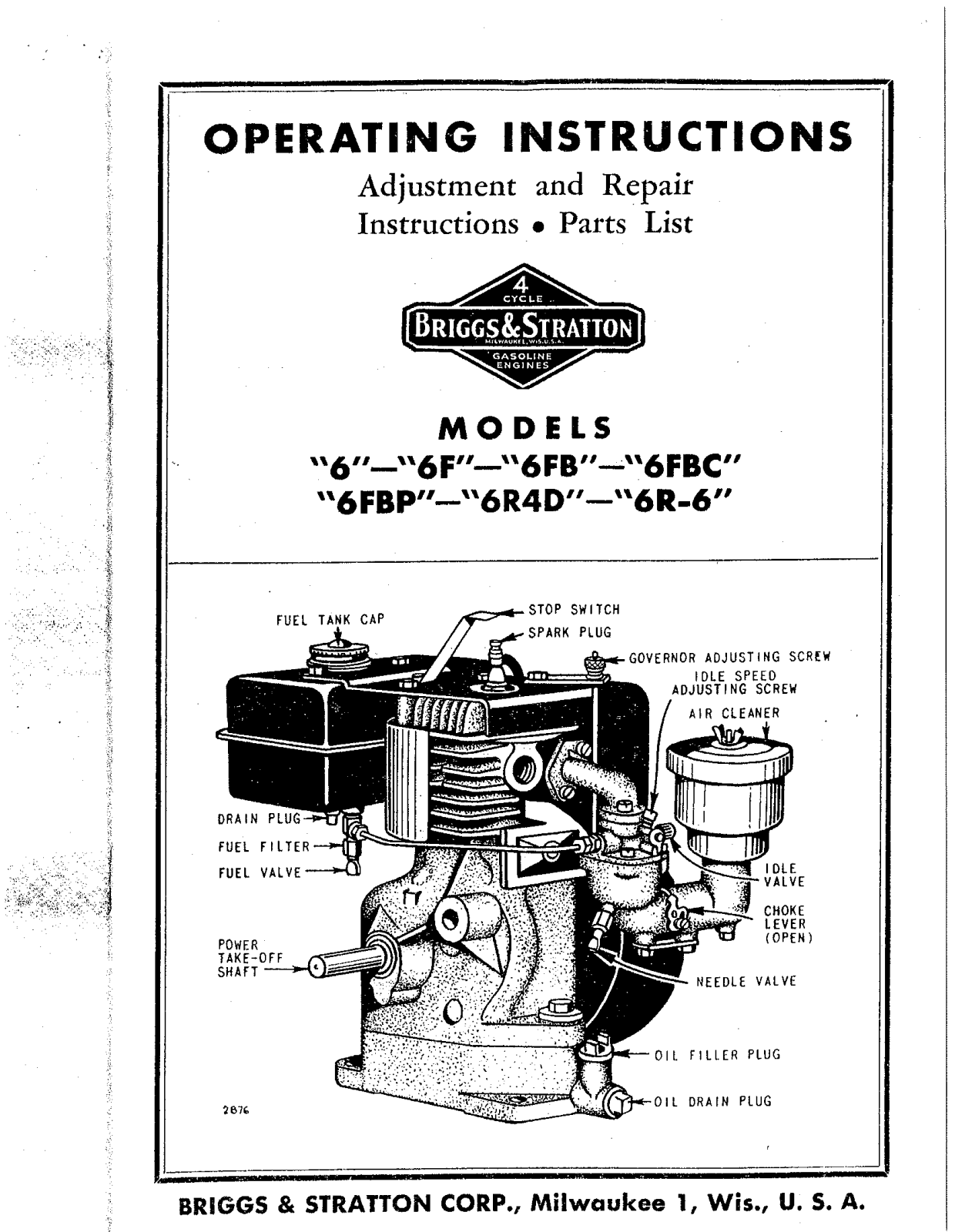 Briggs & Stratton 6FB, 6, 6F, 6FBC, 6R4D User Manual