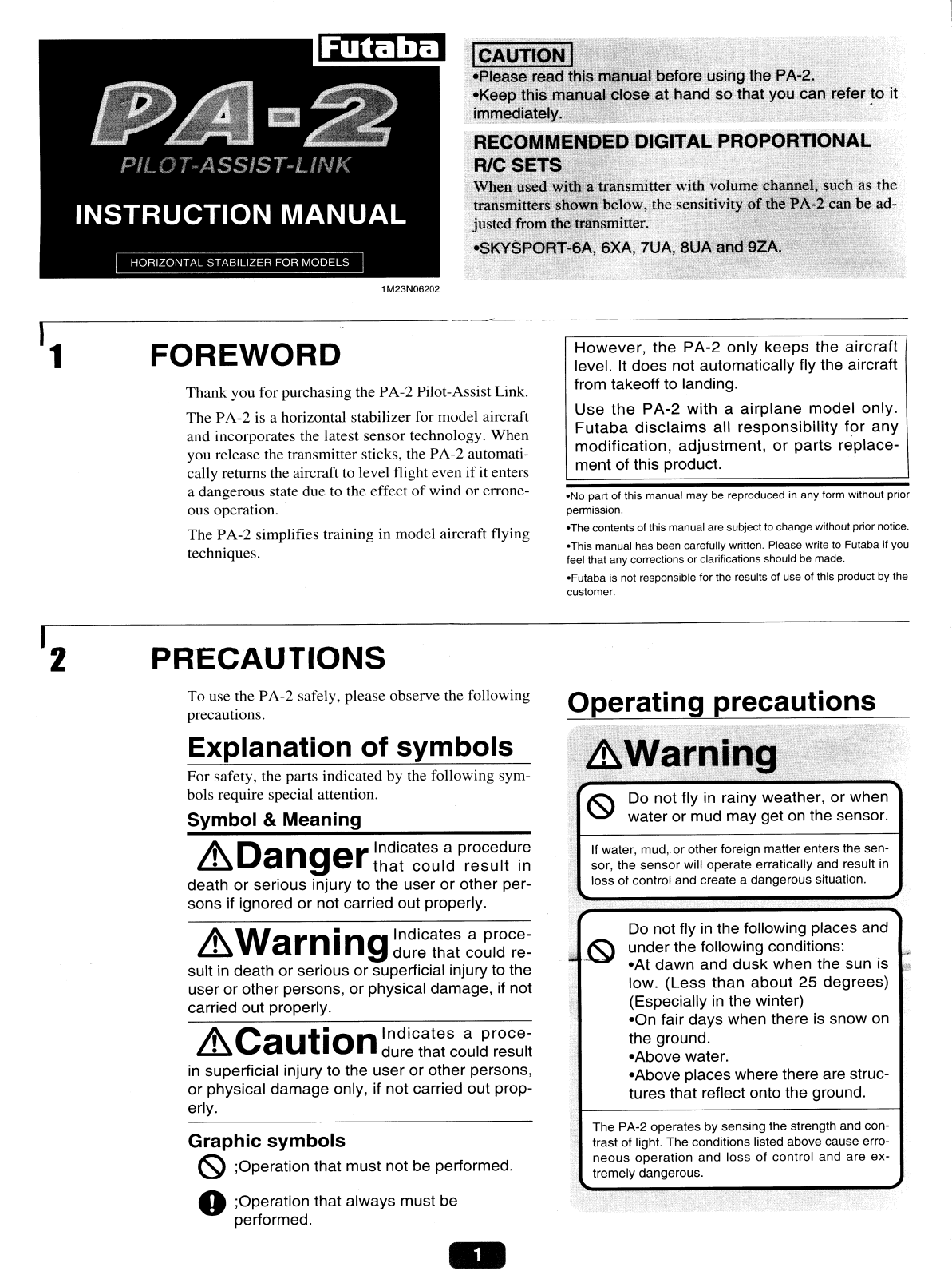 Futaba PA-2 User Manual