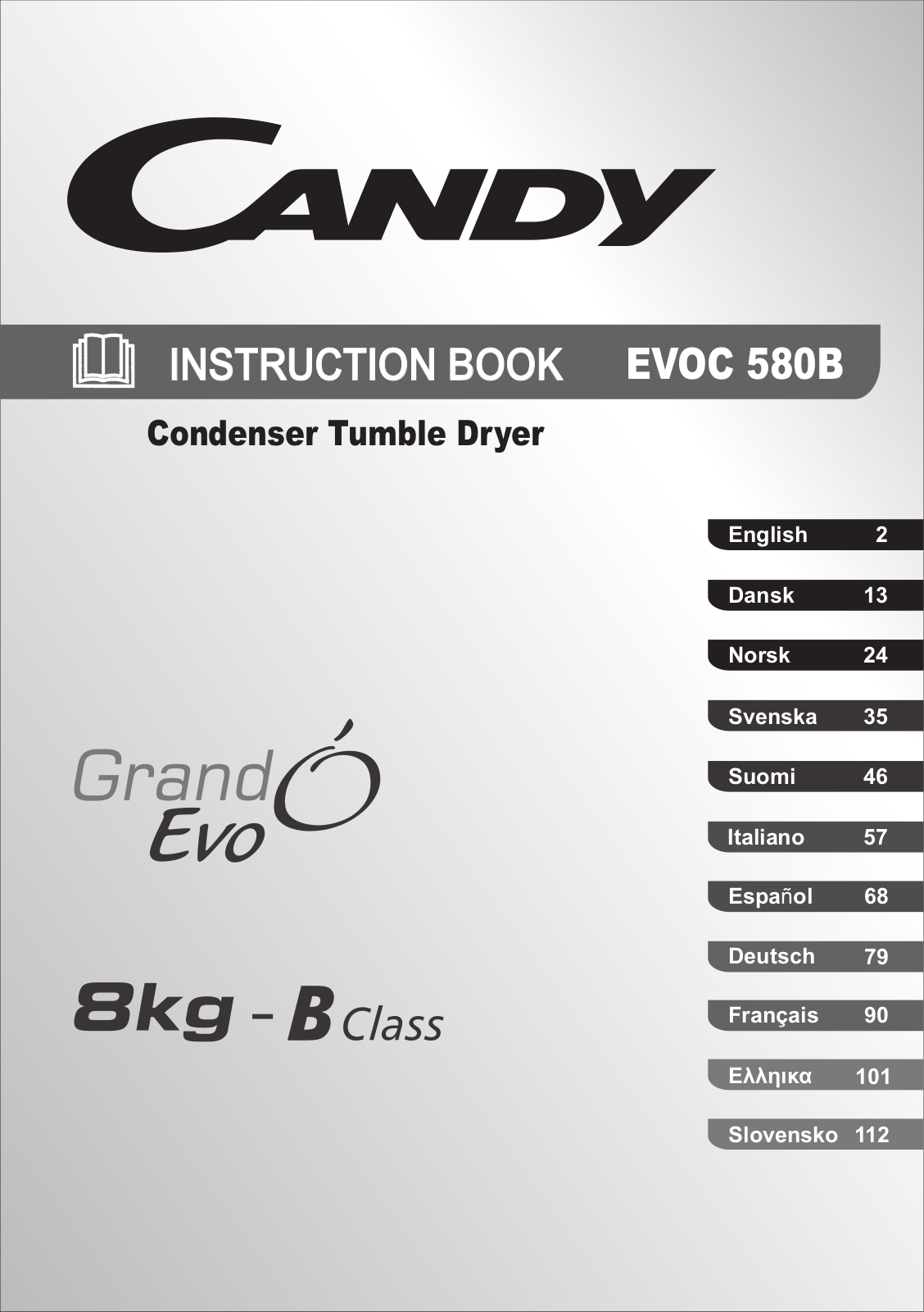 Candy EVOC 581 B, EVOC 580 B User Manual