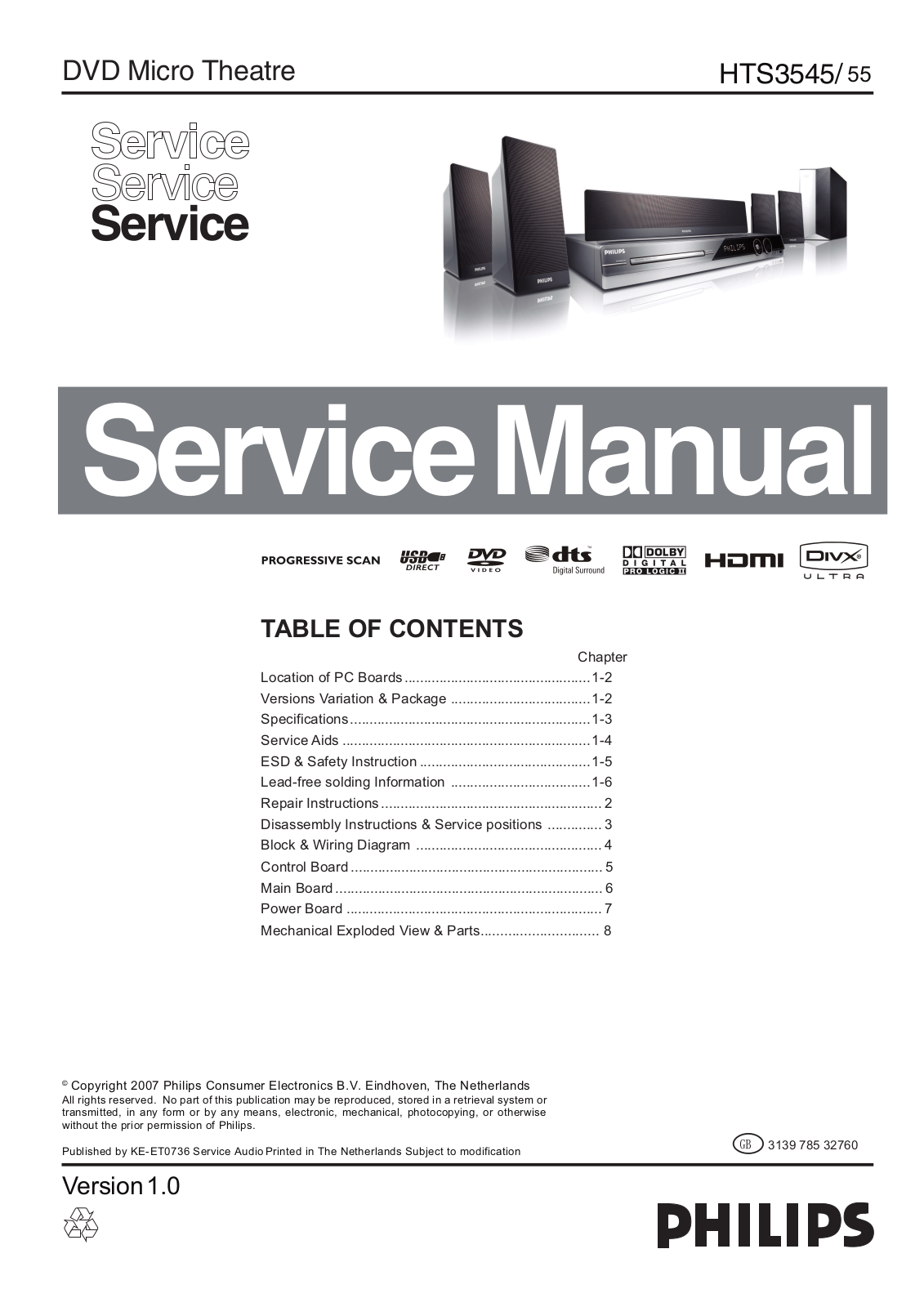Philips HTS-3545 Service Manual