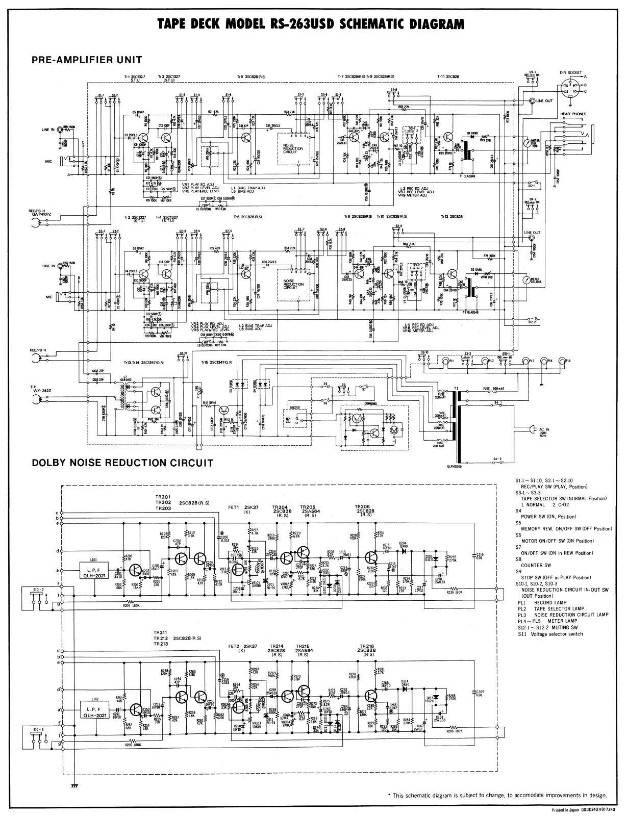 Technics RS-263-USD Schematic