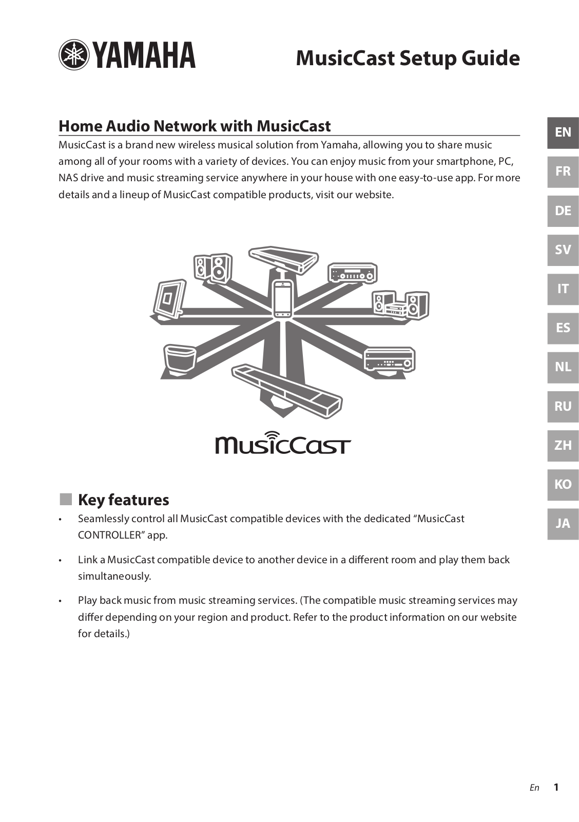 Yamaha MusicCast Quick Start Guide