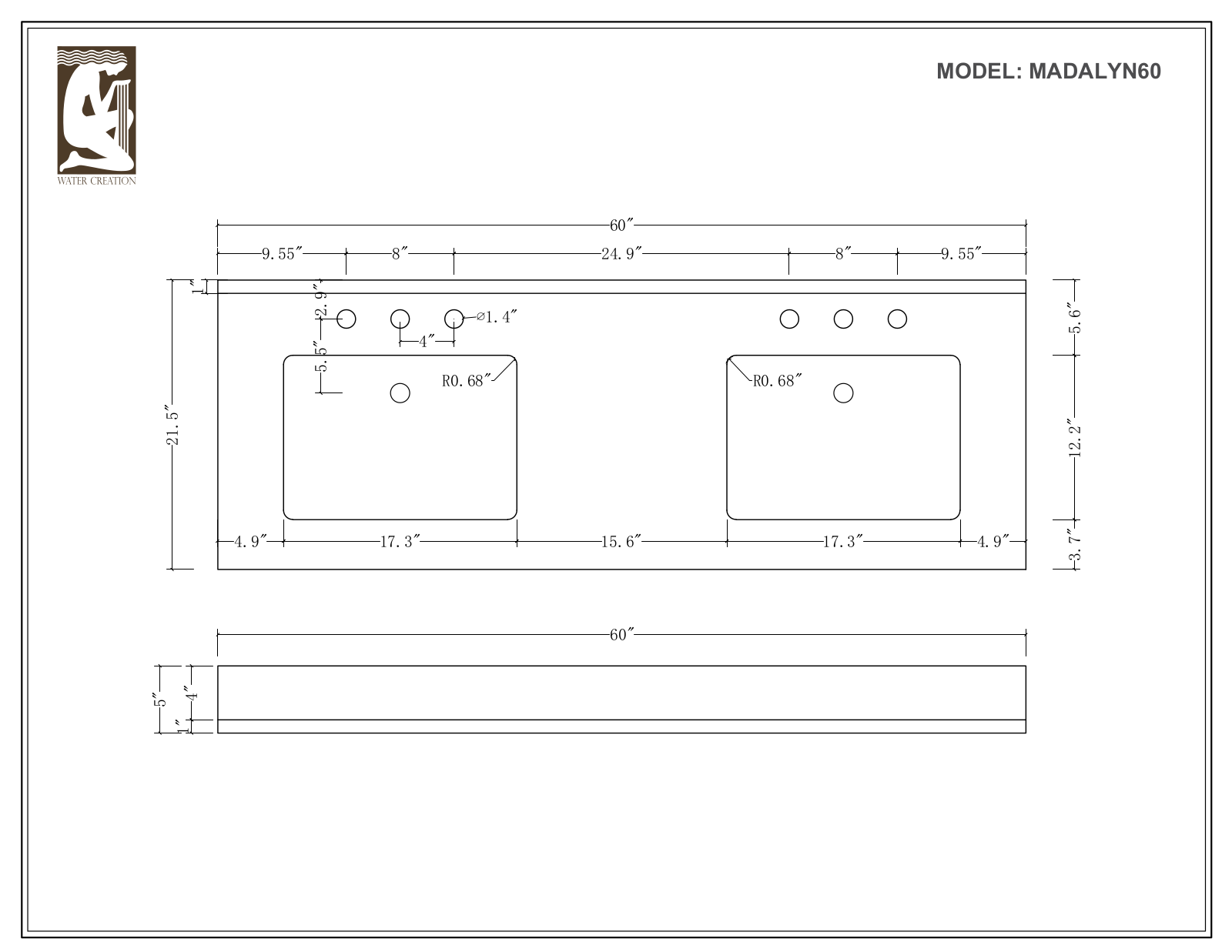 Water Creation MADALYN60GB, MADALYN60ECF, MADALYN60EC, MADALYN60EBF, MADALYN60EF User Manual