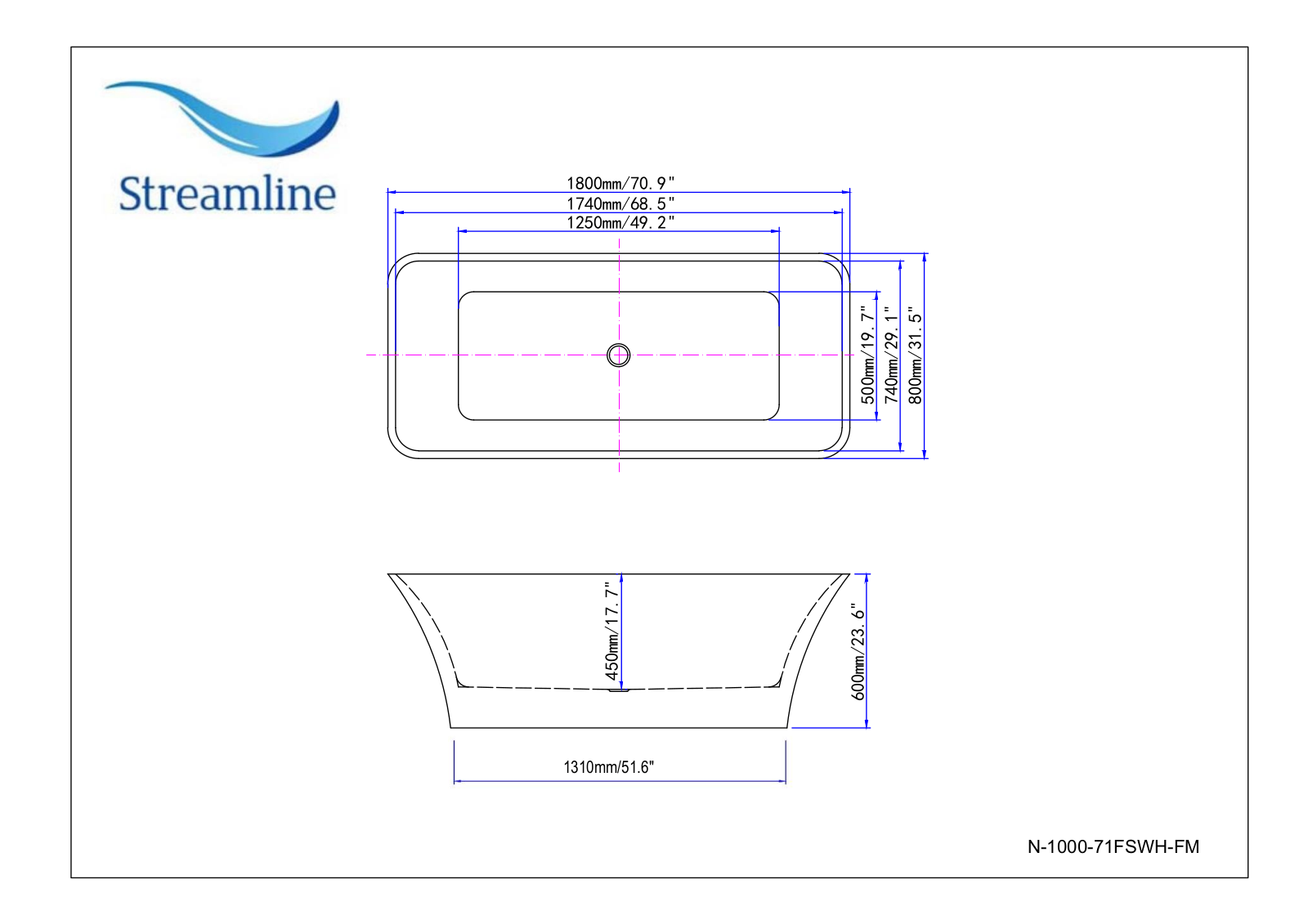 Streamline Bath SLBH3129 Dimensions - ManualMachine.com