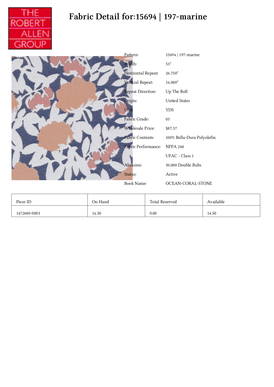 Duralee CRAL5027 Specifications - ManualMachine.com