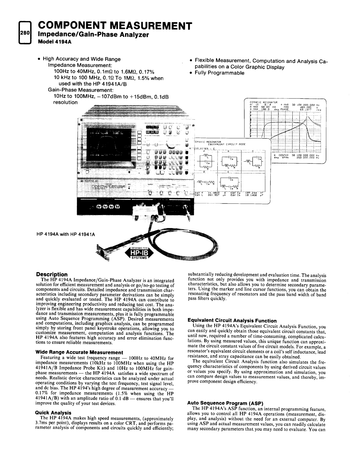 Agilent 4194A Data Sheet