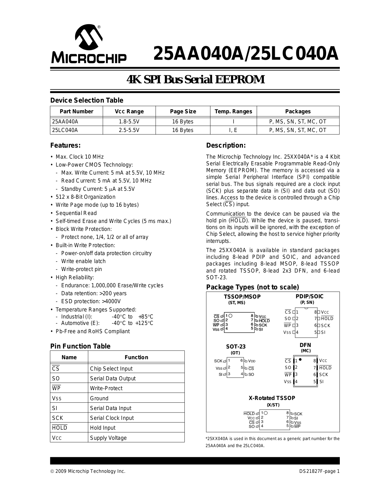 Datasheet 25AA040A, 25LC040A Datasheet - ManualMachine.com