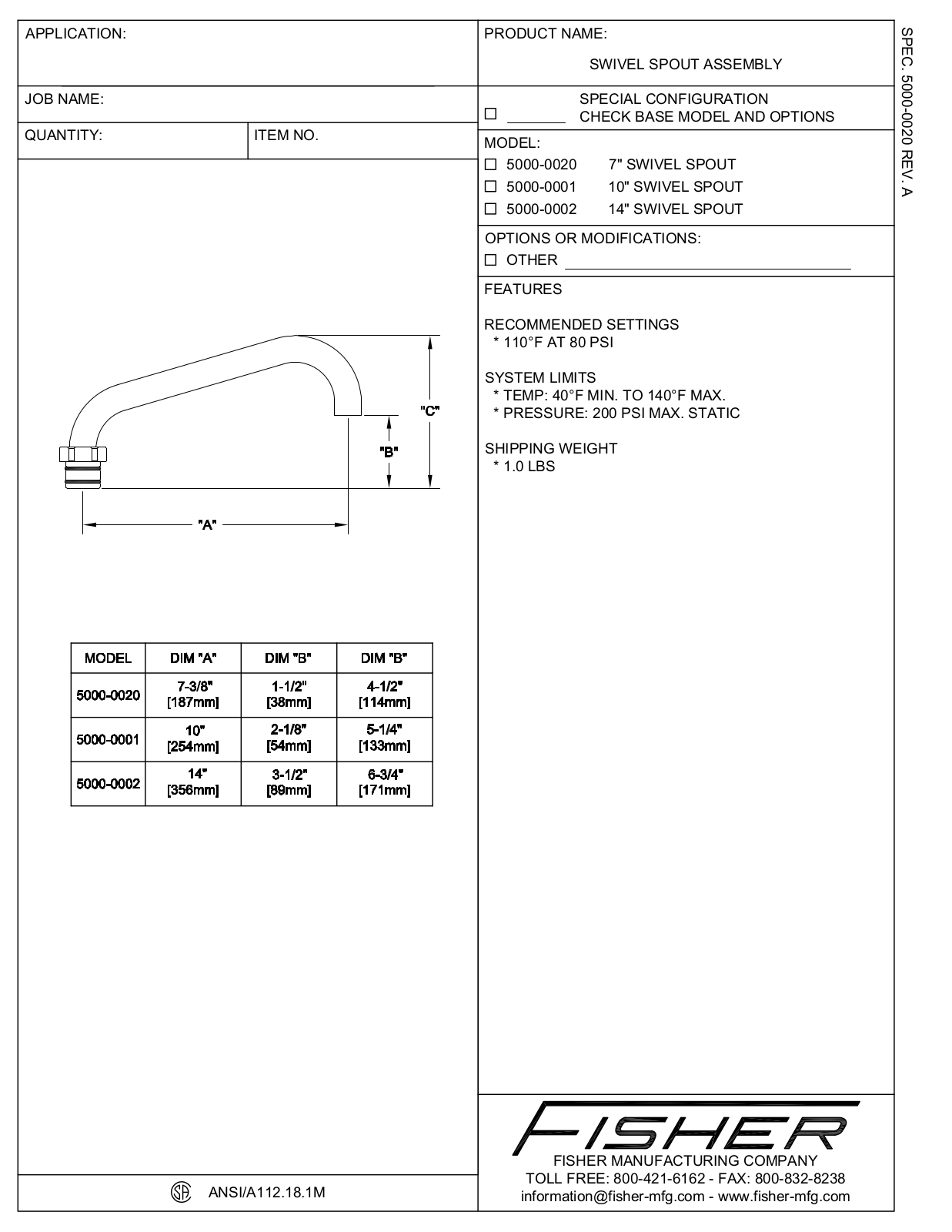 Fisher Manufacturing 5000-0001 User Manual