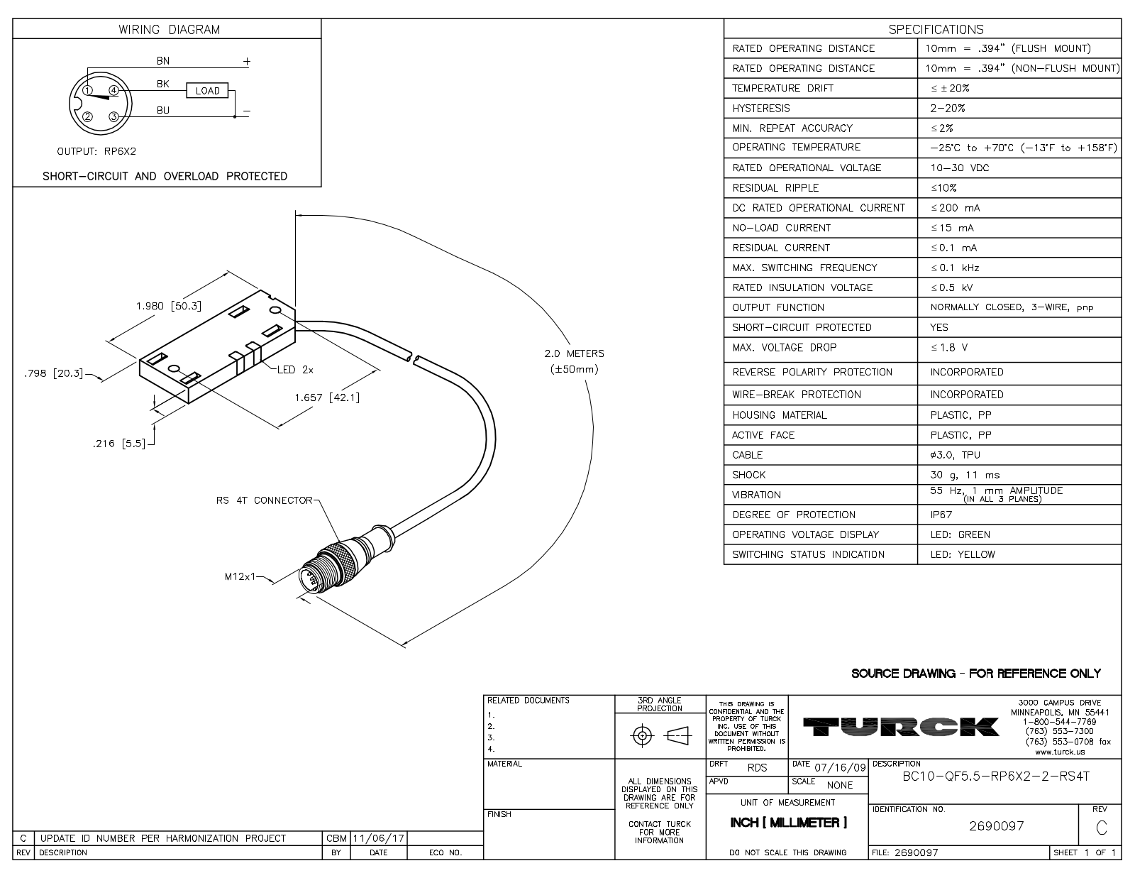 Turck BC10-QF5.5-RP6X2-2-RS4T Data Sheet