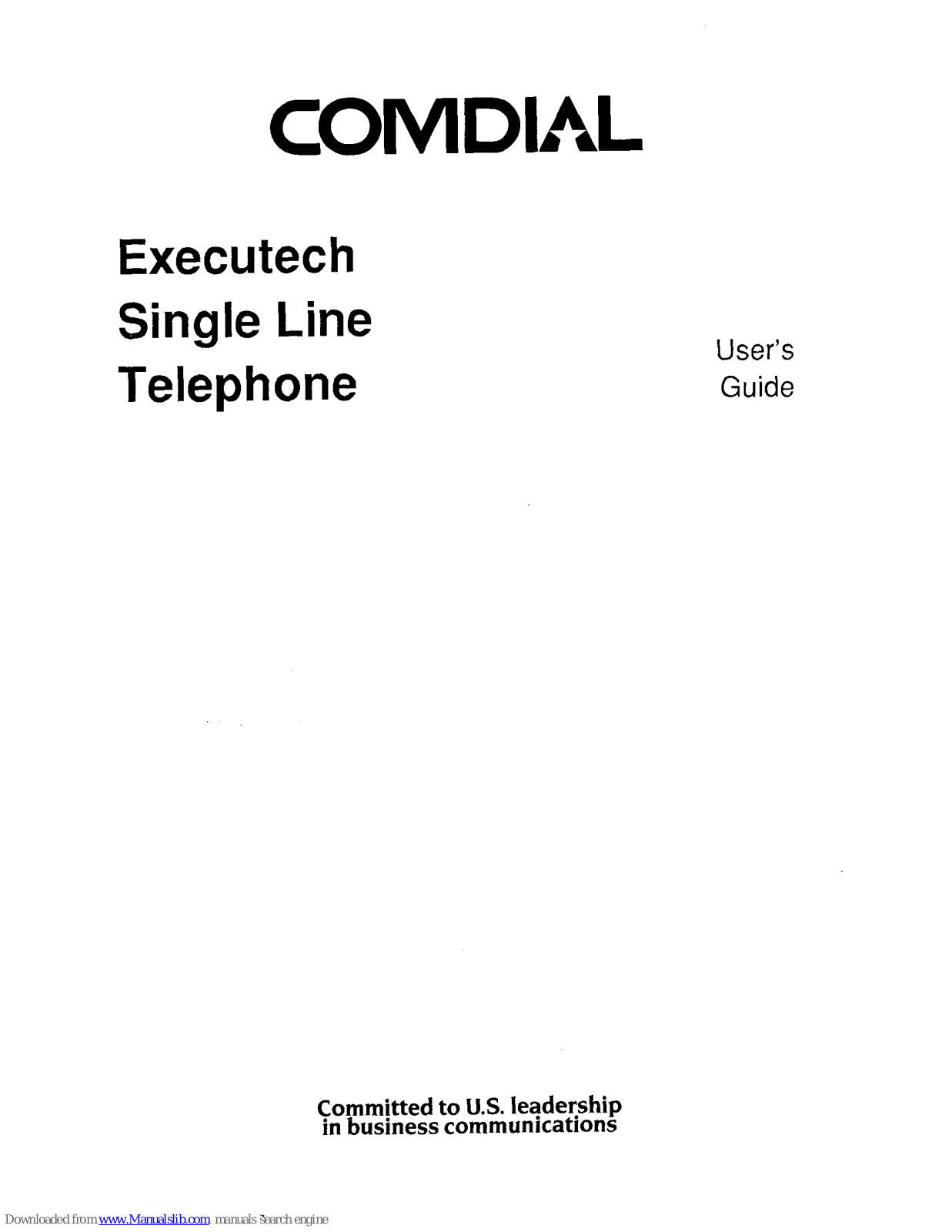 Comdial Executech Single Line Telephone User Manual - ManualMachine.com