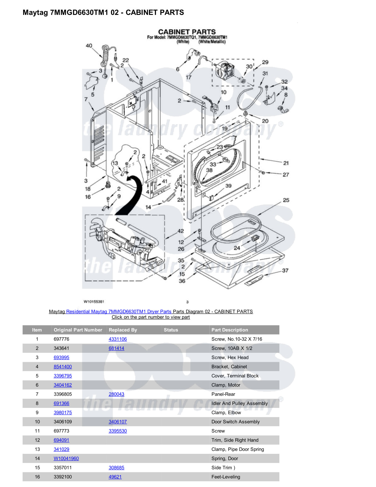 Maytag 7MMGD6630TM1 Parts Diagram