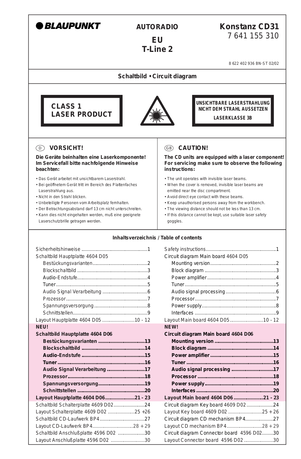 BLAUPUNKT CD31-7641155310 Service Manual